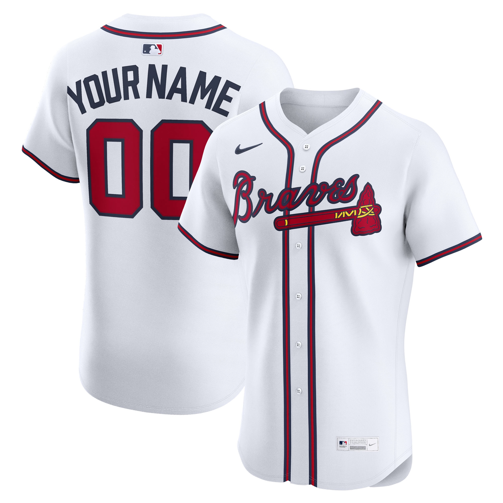 Atlanta Braves Home Elite Custom Jersey - White