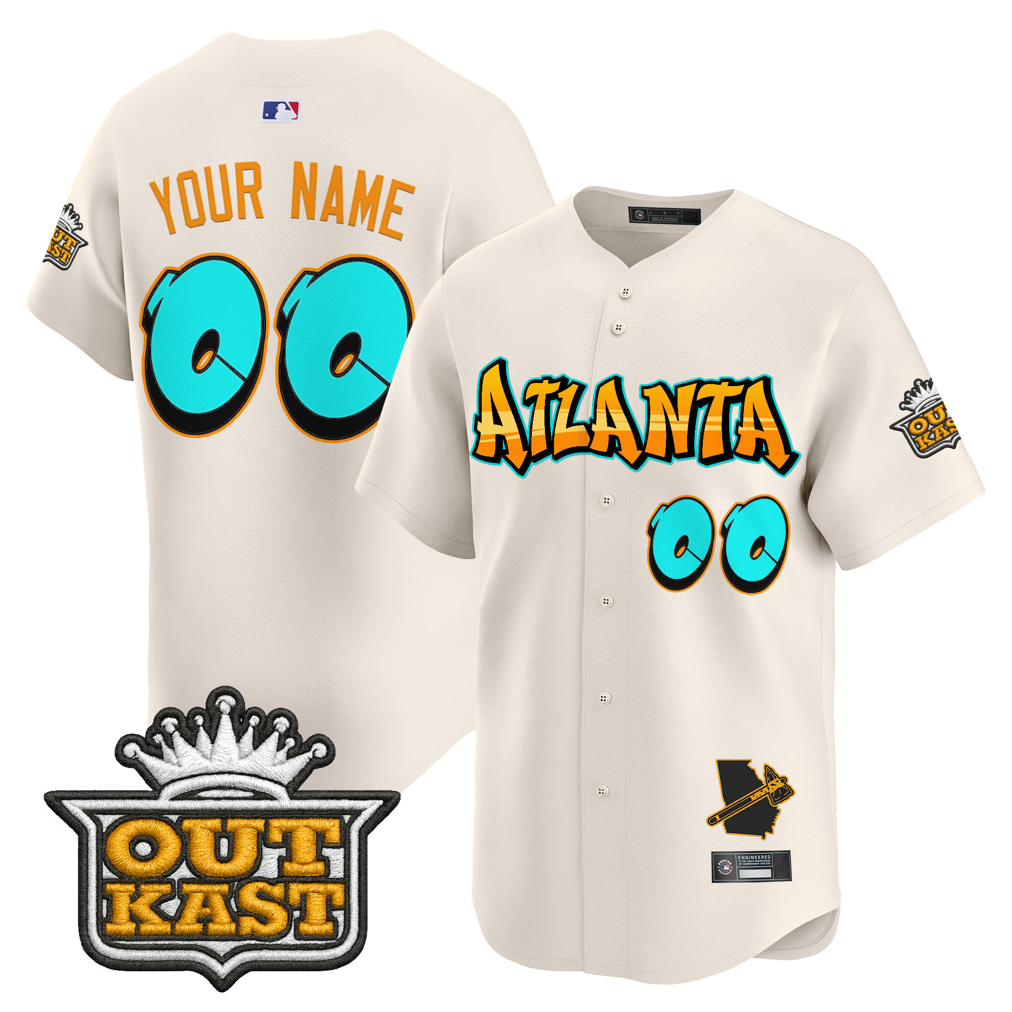 Alternative view of Atlanta Braves Outkast Jersey - Custom Black MLB