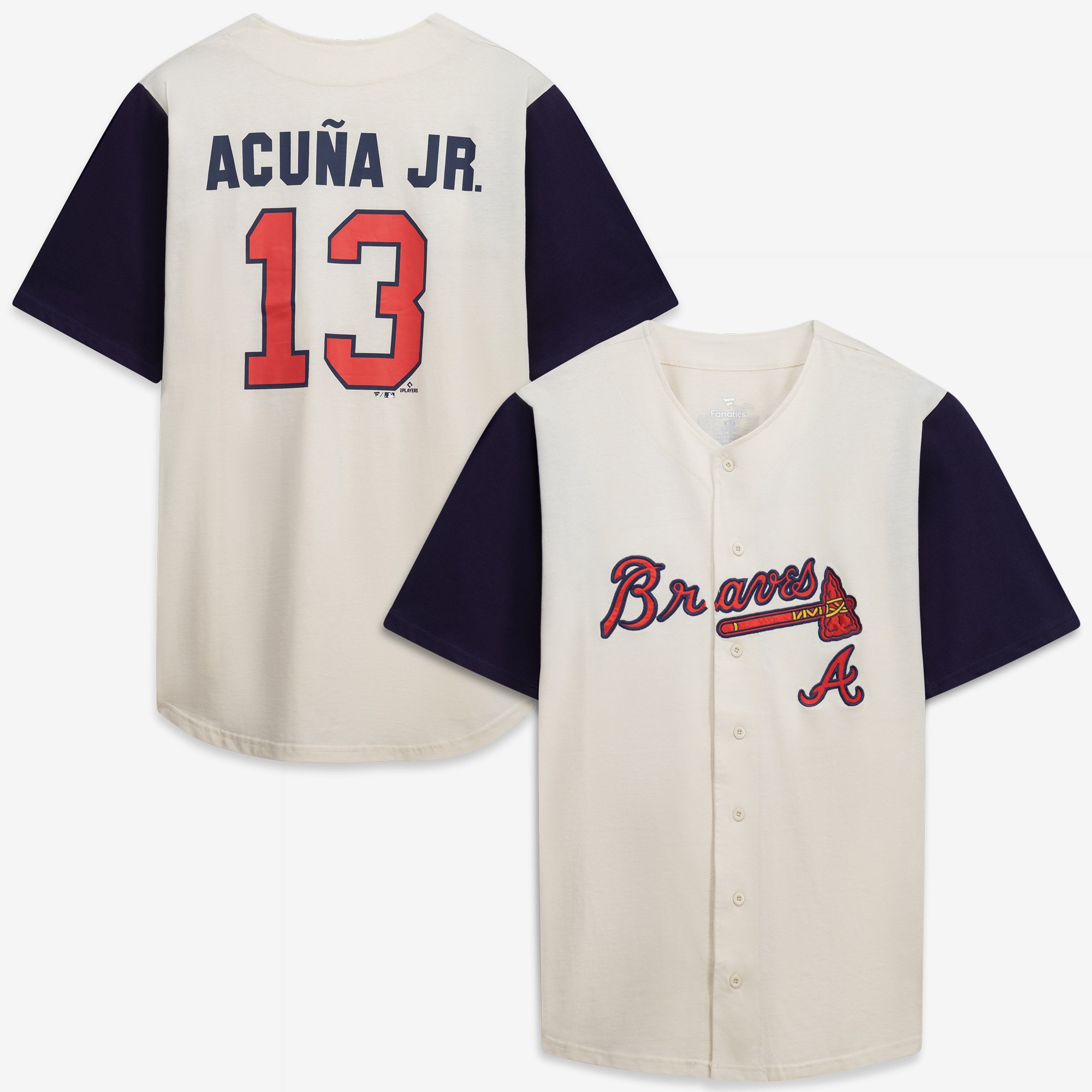 Atlanta Braves Profile Big & Tall Two-Color Fashion Jersey - Cream/Navy