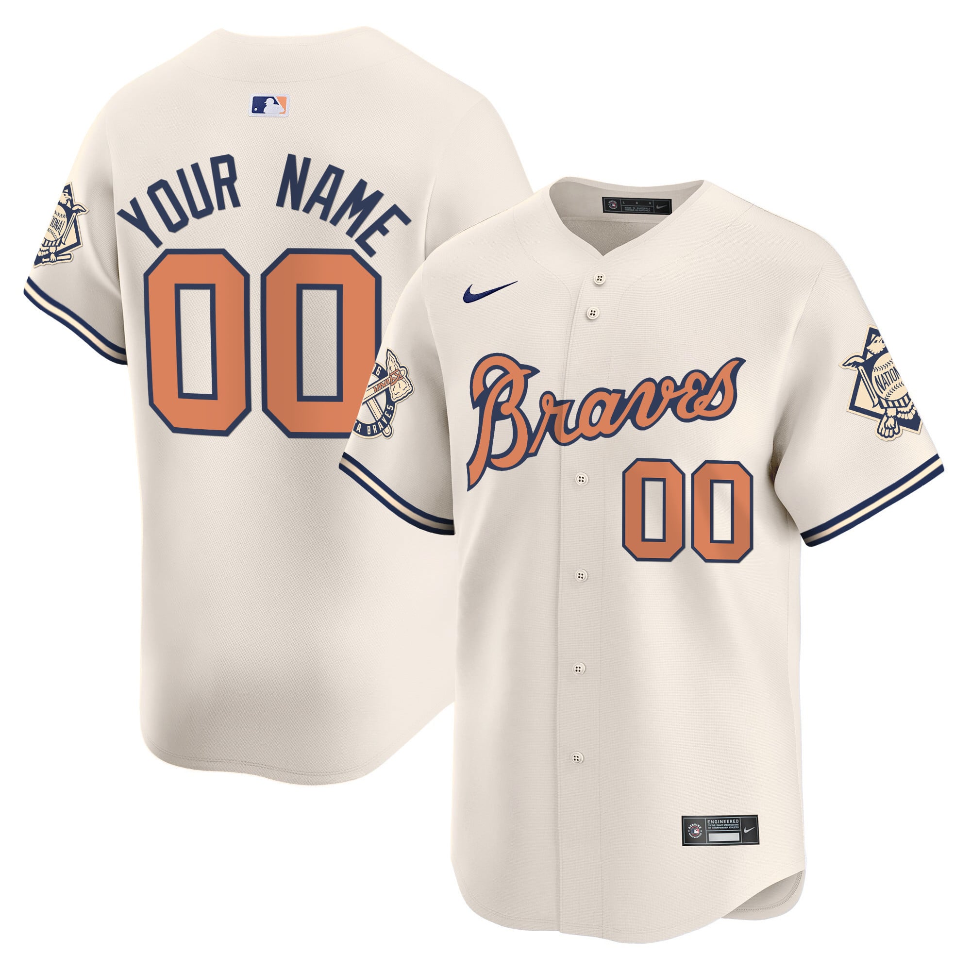 Alternative view of Atlanta Braves Salmon Jersey - Atlanta Braves Nike Salmon Jersey
