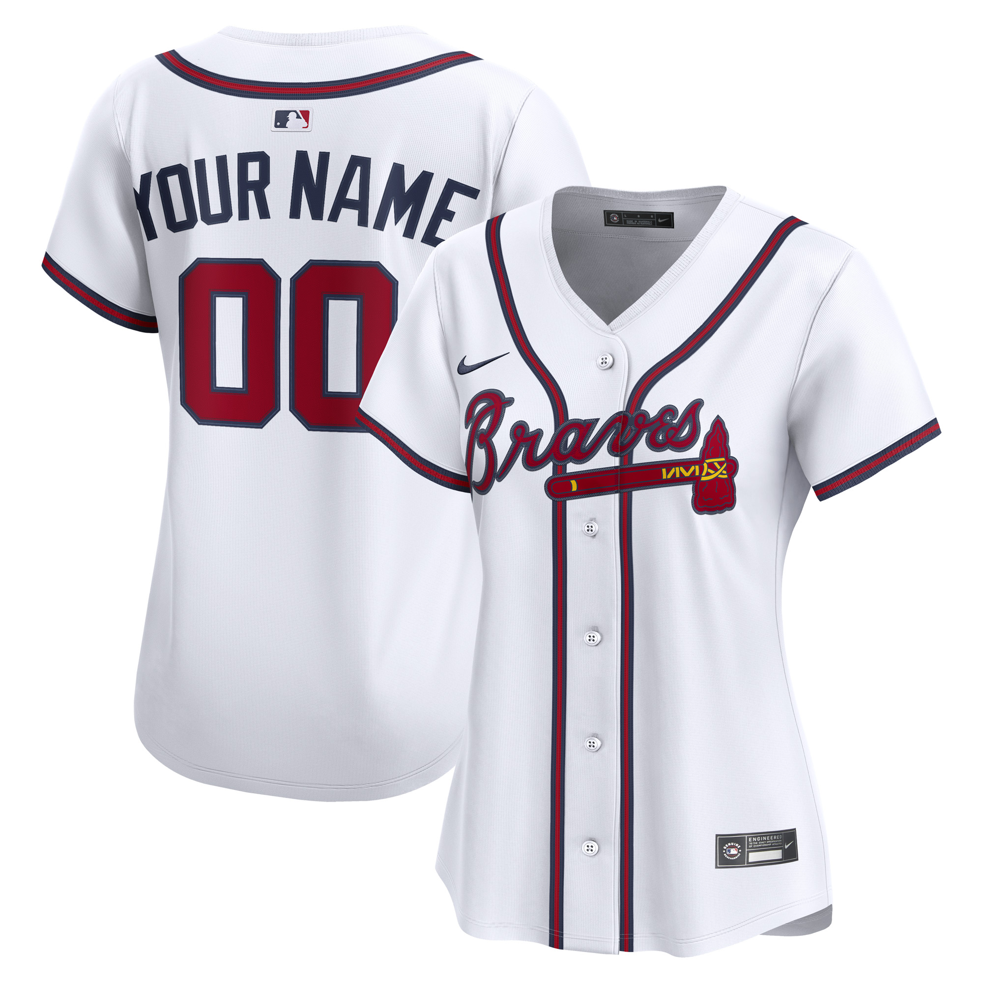 Atlanta Braves Women's Home Limited Custom Jersey - White