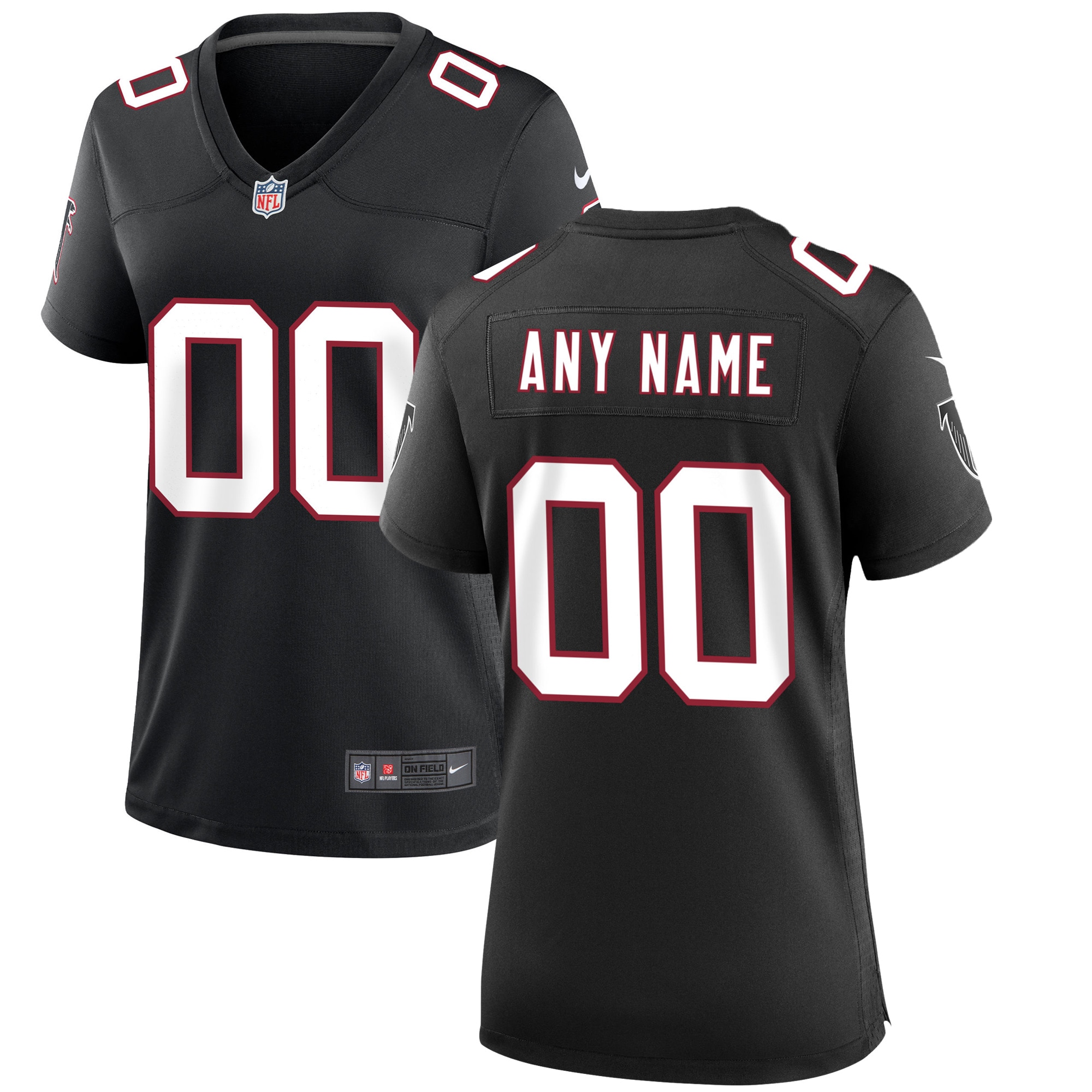 Atlanta Falcons Women's Throwback Custom Game Jersey - Black