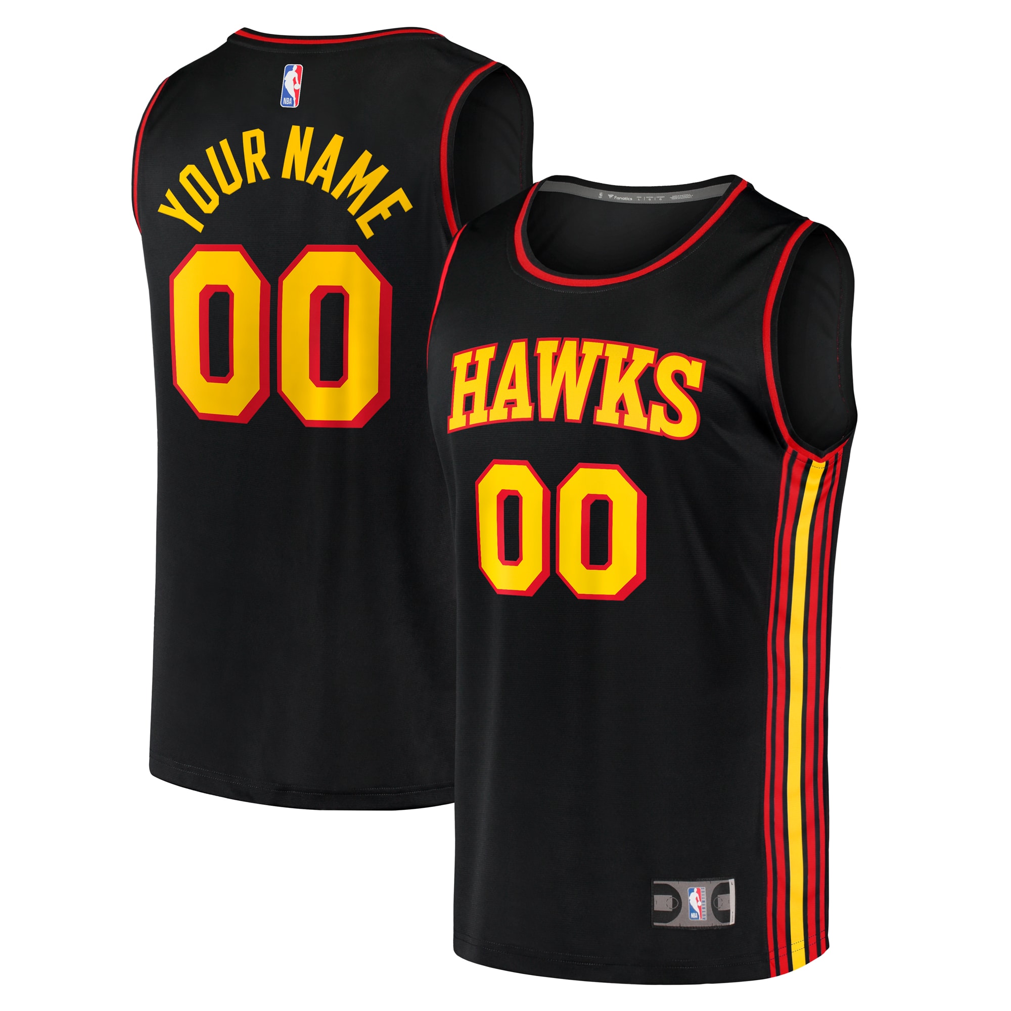 Atlanta Hawks Fanatics Youth Fast Break Custom Jersey - Statement Edition - Black