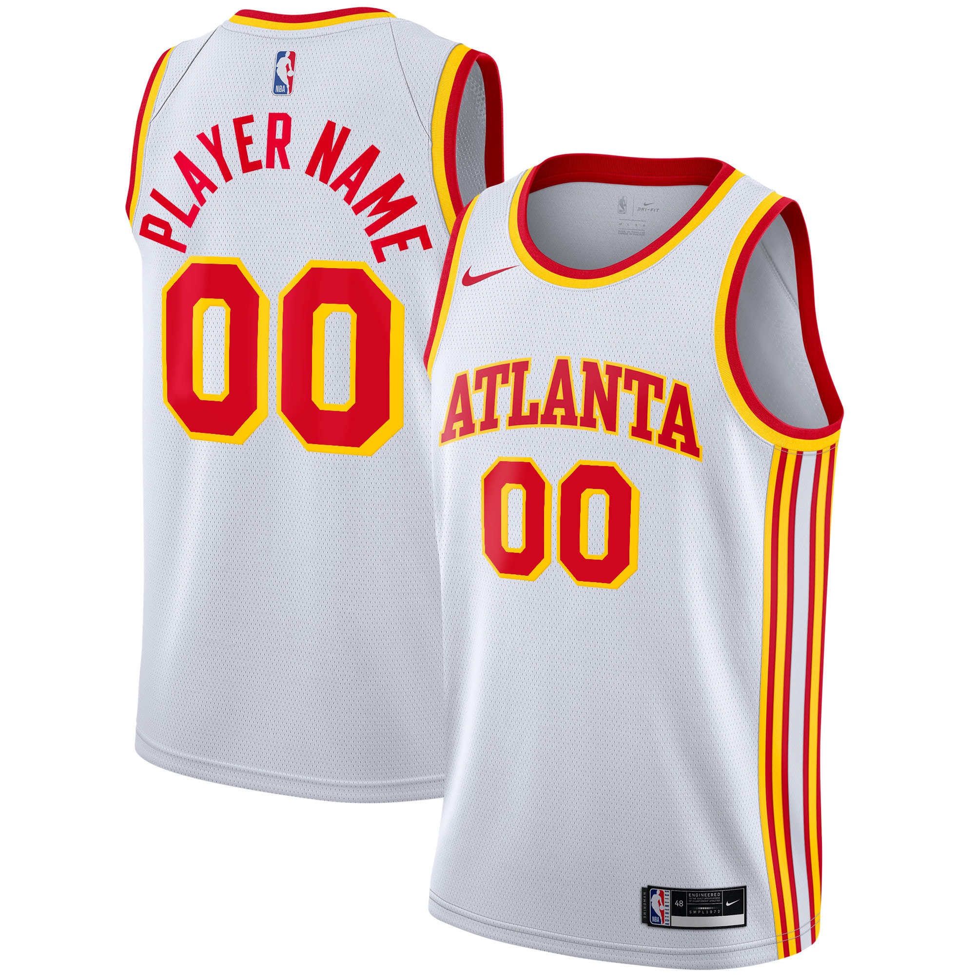 Atlanta Hawks White Jersey - Nike - Customizable Edition