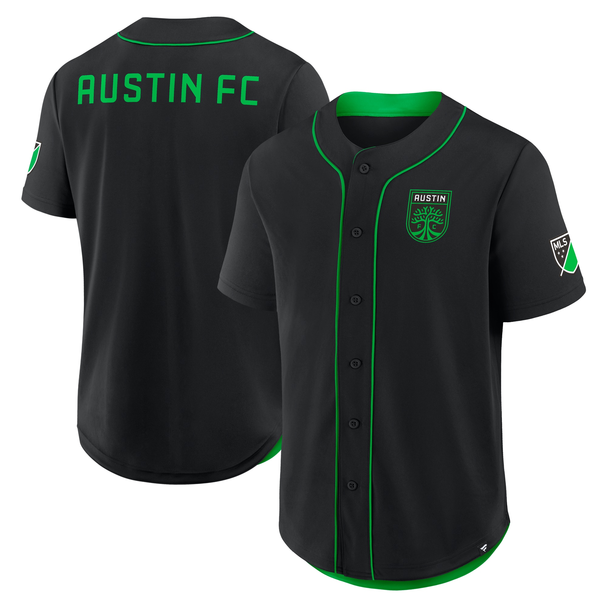 Austin FC Fanatics Injury Time Baseball Jersey - Black