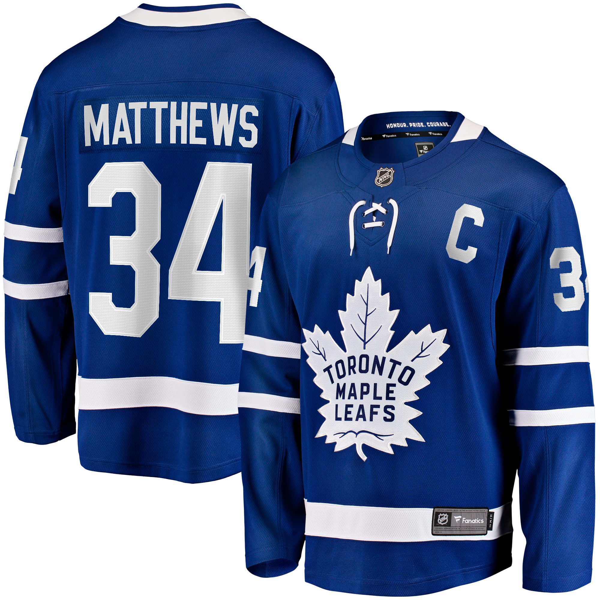 Auston Matthews Toronto Maple Leafs Fanatics Captain Patch Home Breakaway Player Jersey - Blue