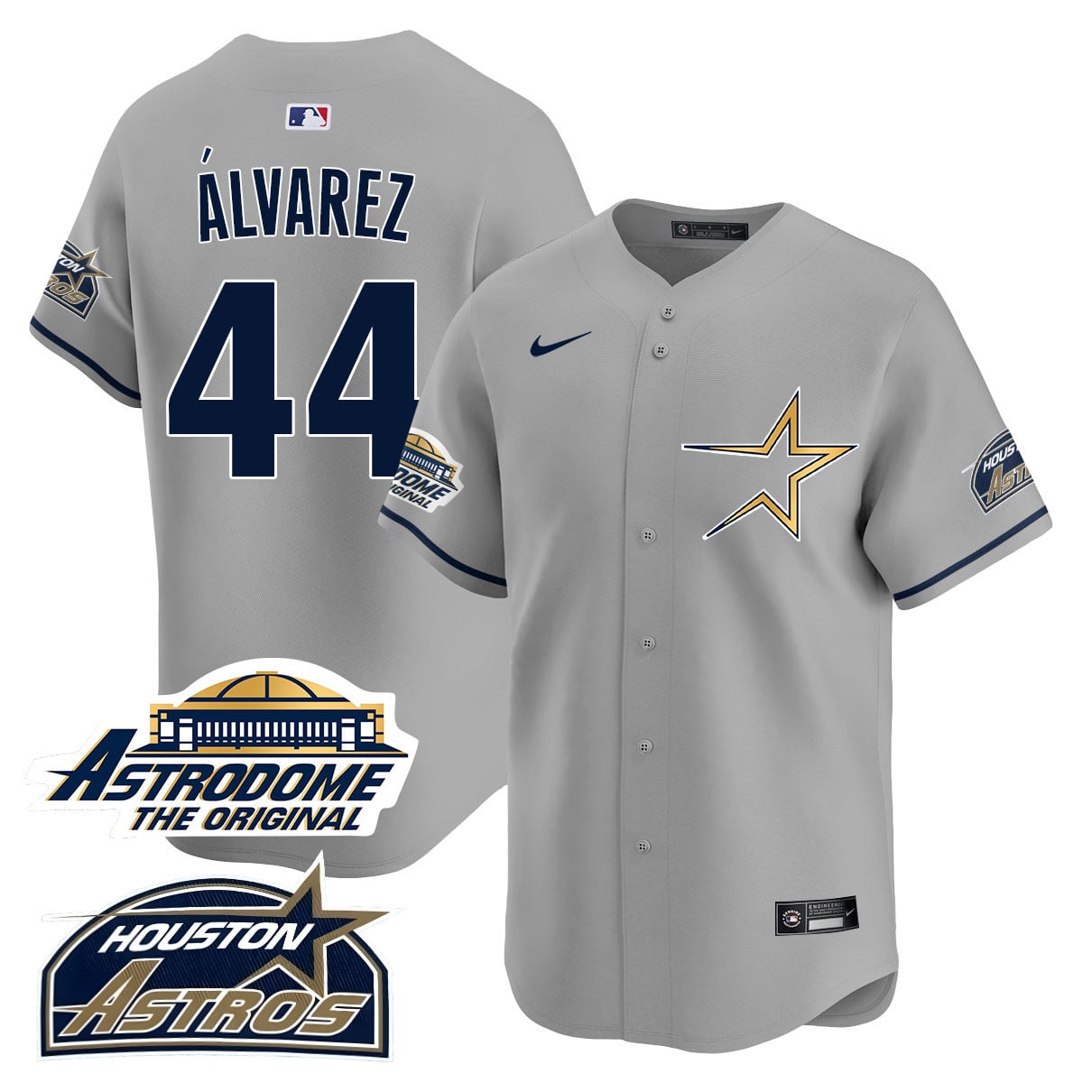 Alternative view of authentic Nike Altuve Astros Gray Jersey - Nike Altuve Astros Gray