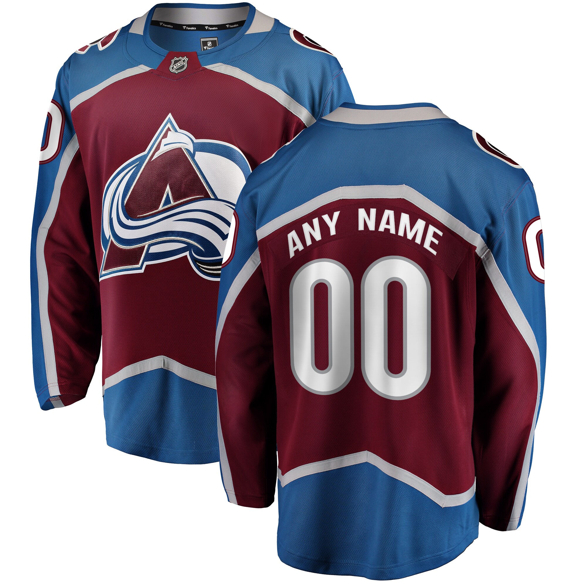 Avalanche Burgundy Custom Jersey - Fanatics Avalanche Burgundy & Blue