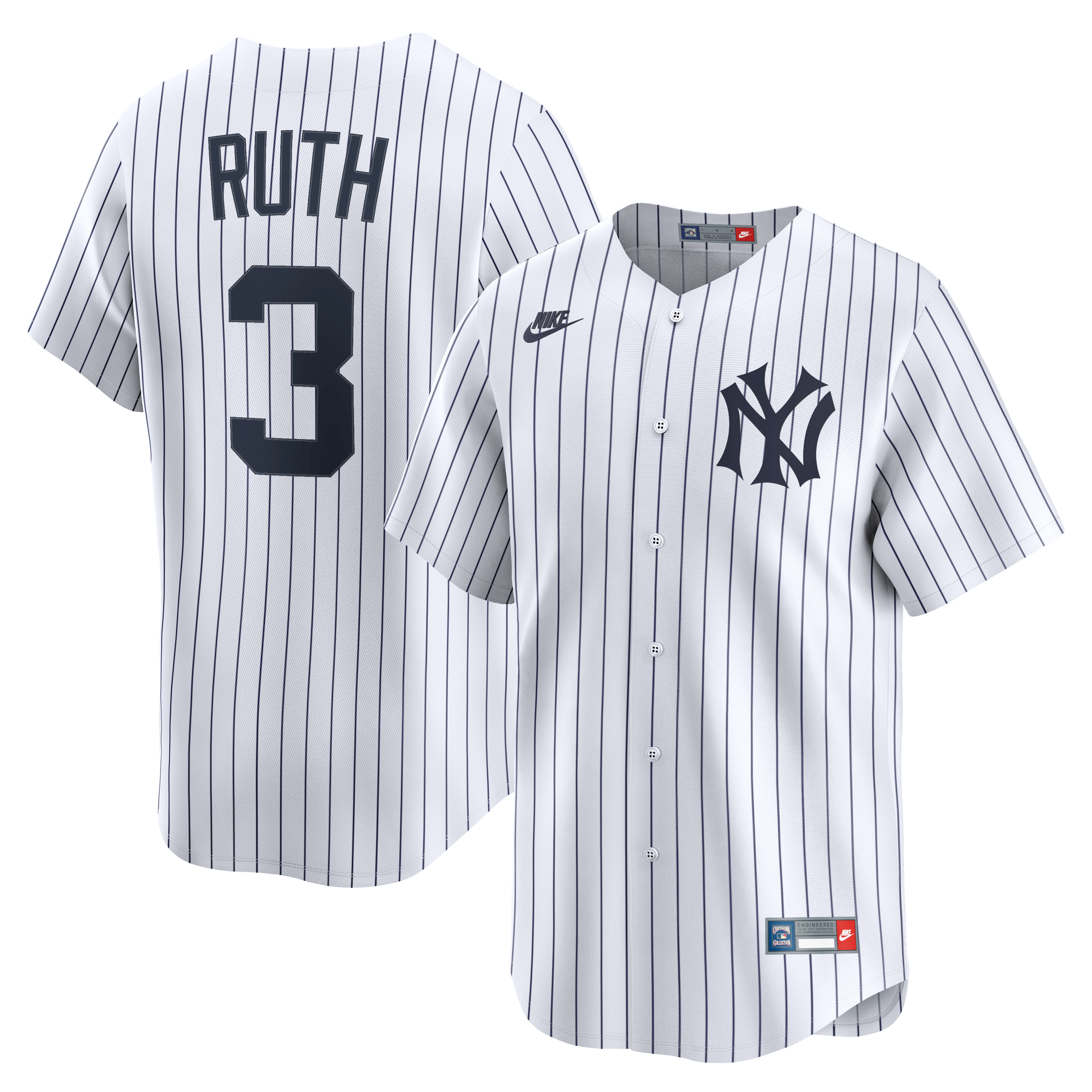 Babe Ruth New York Yankees Throwback Cooperstown Collection Limited Jersey - White