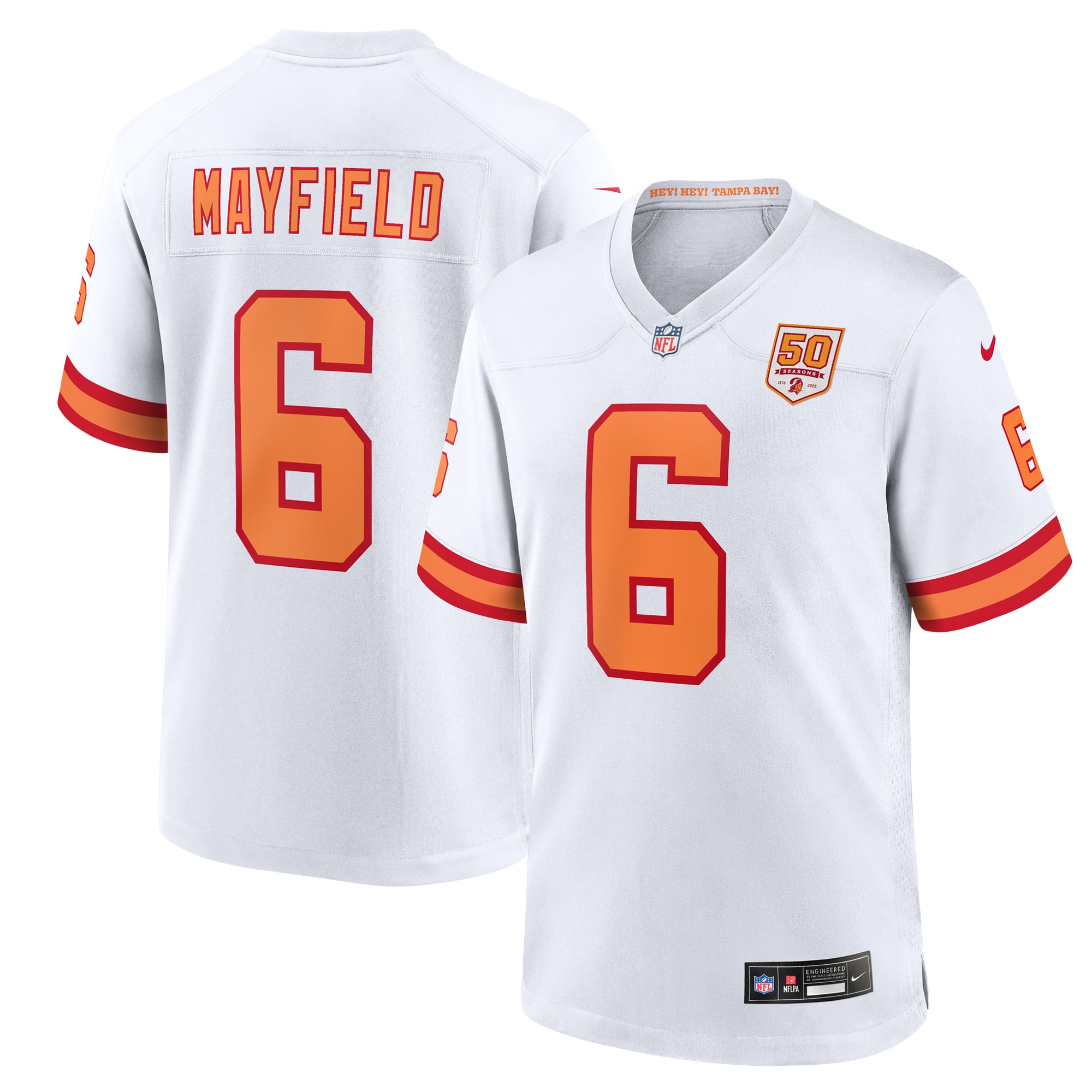 Baker Mayfield '76 Tampa Bay Buccaneers 50th Season Game Jersey - White