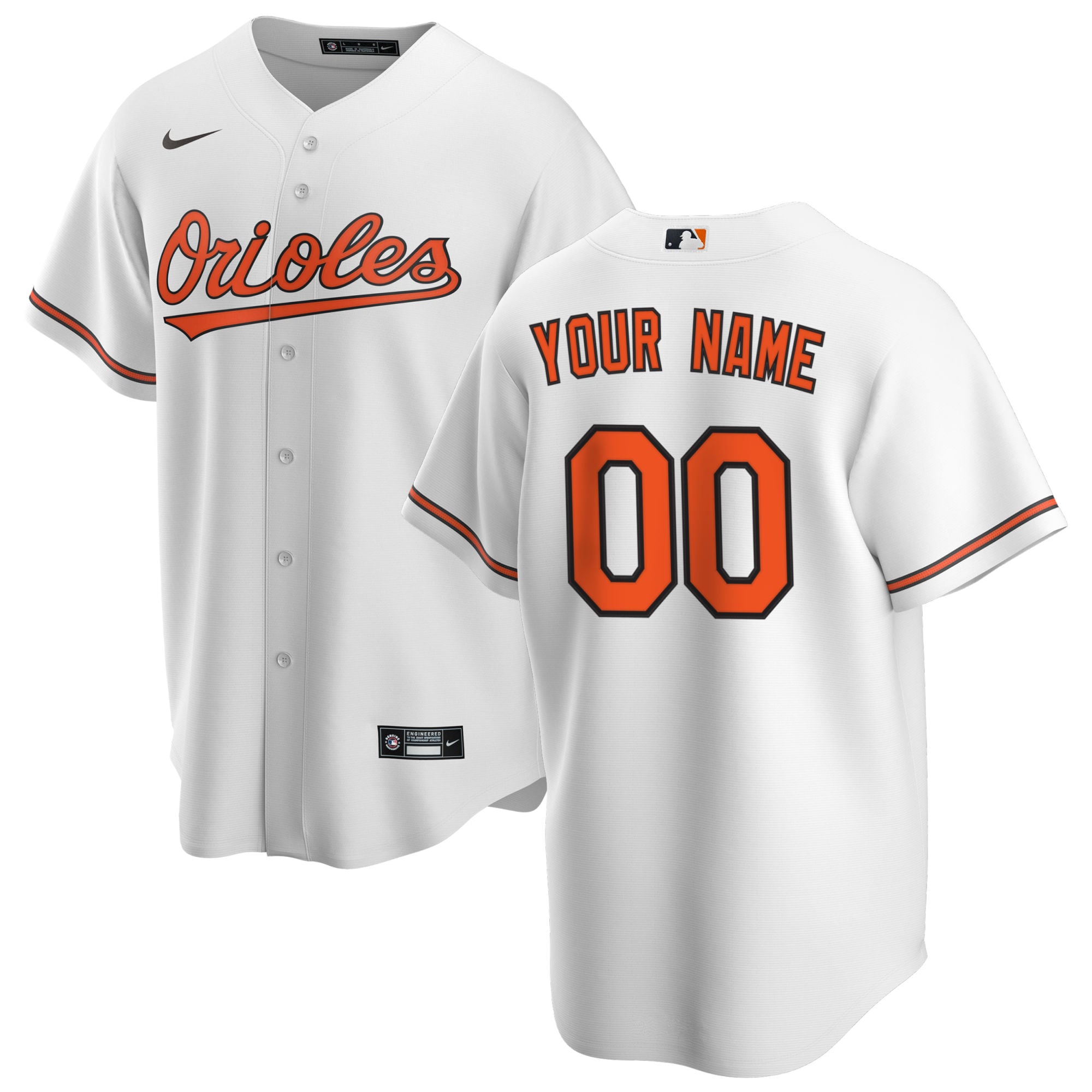 Baltimore Orioles Home Custom Jersey - White