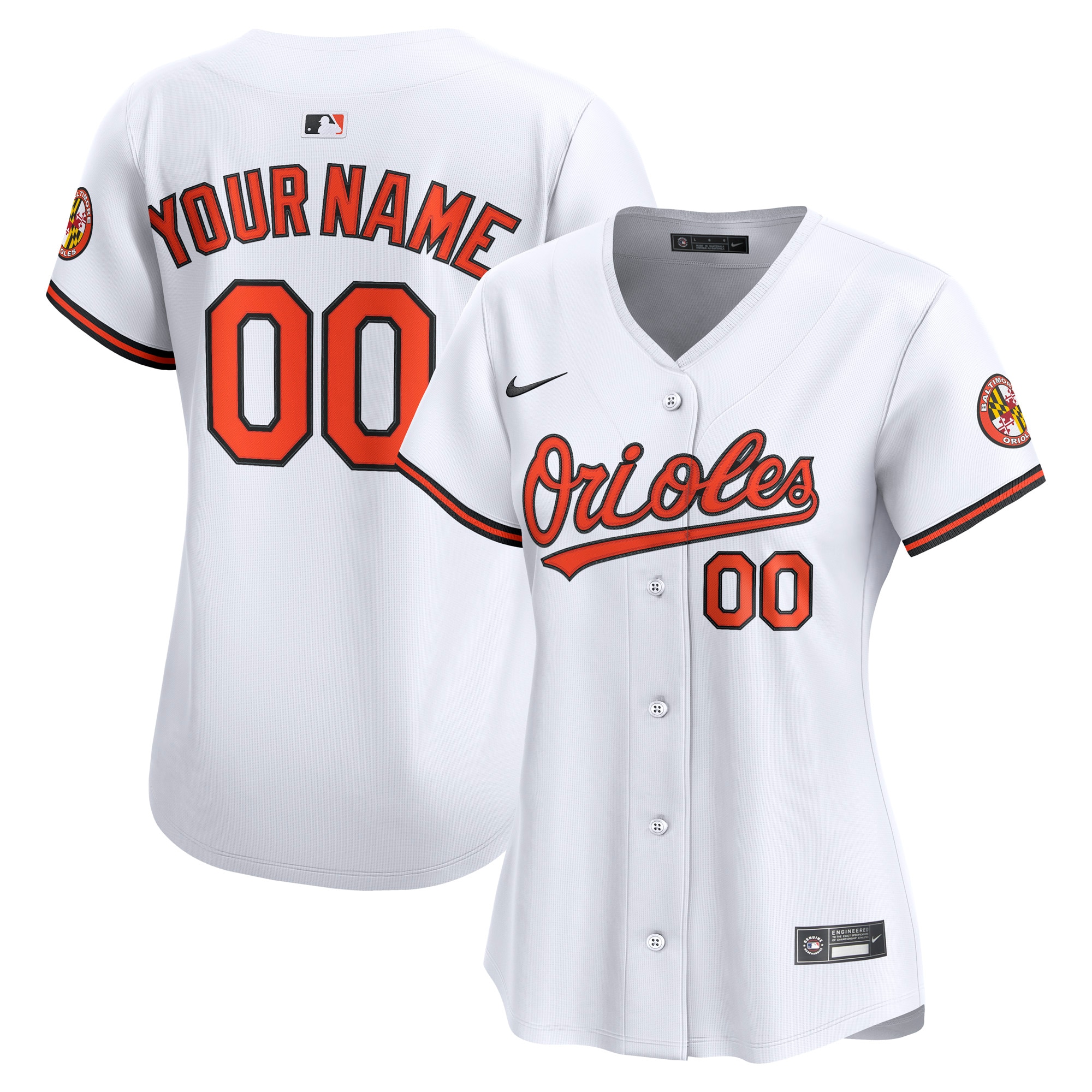 Baltimore Orioles Women's Home Limited Custom Jersey - White
