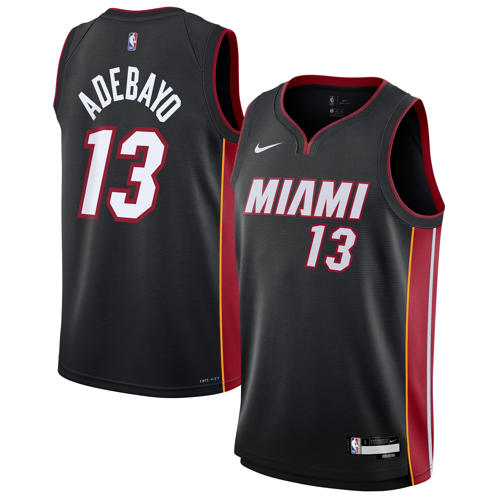 Bam Adebayo Miami Heat Youth Swingman Jersey - Icon Edition - Black