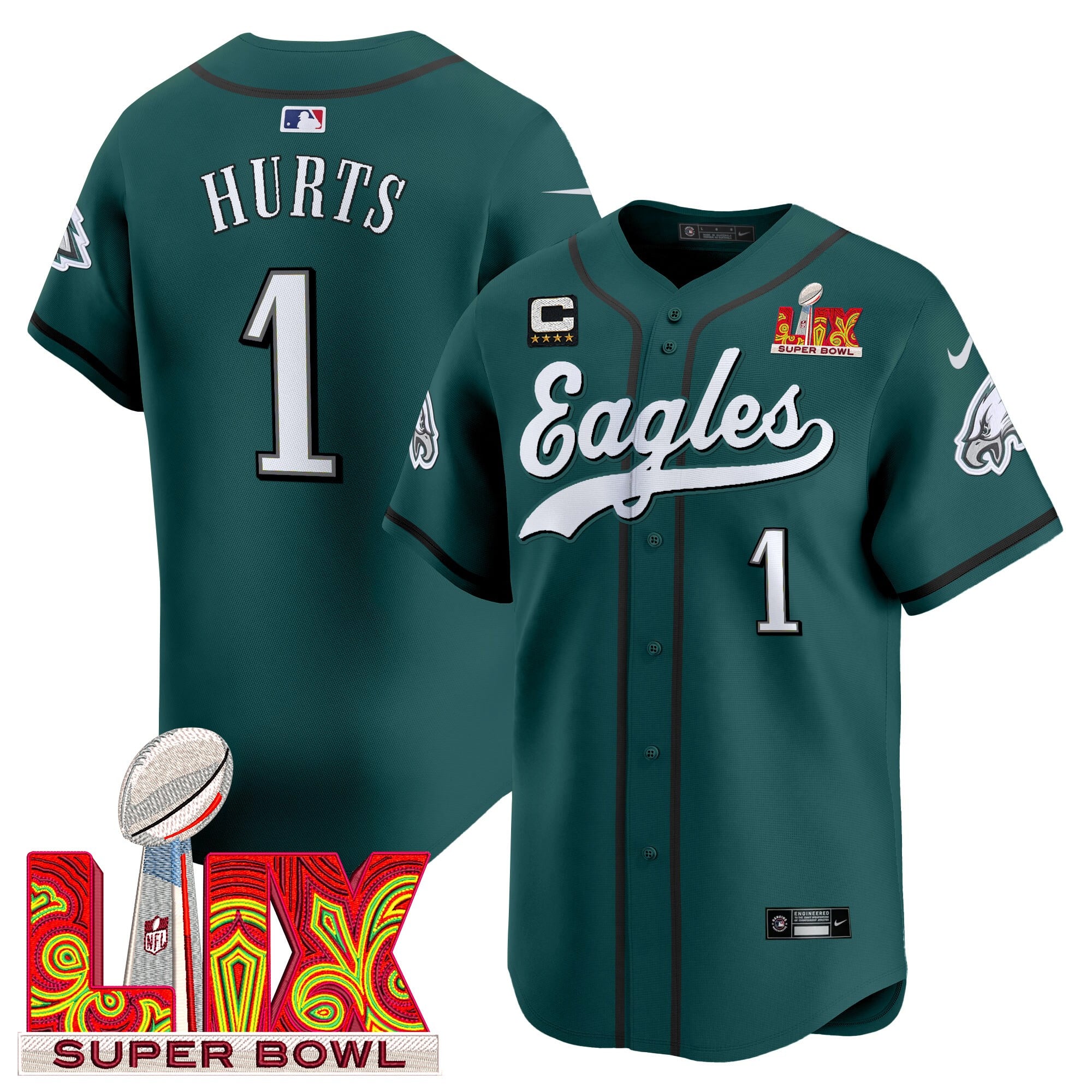 Alternative view of Barkley Eagles Super Bowl LVII Jersey - Nike Green