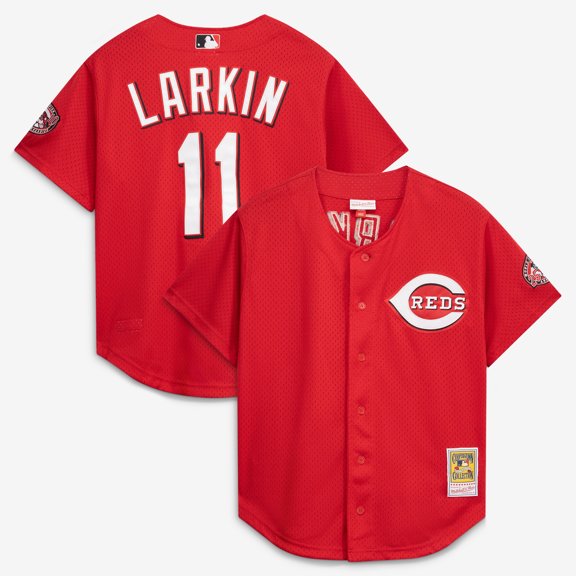 Barry Larkin Cincinnati Reds Throwback Cooperstown Mesh Batting Practice Jersey - Red
