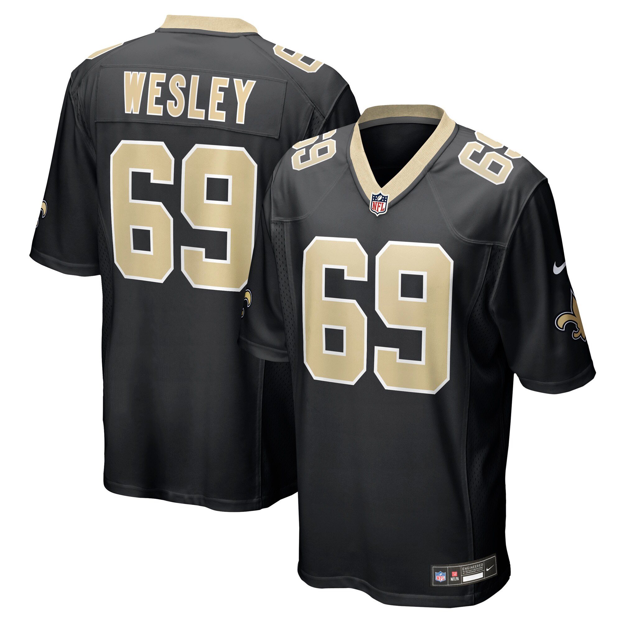 Barry Wesley New Orleans Saints Team Game Jersey - Black