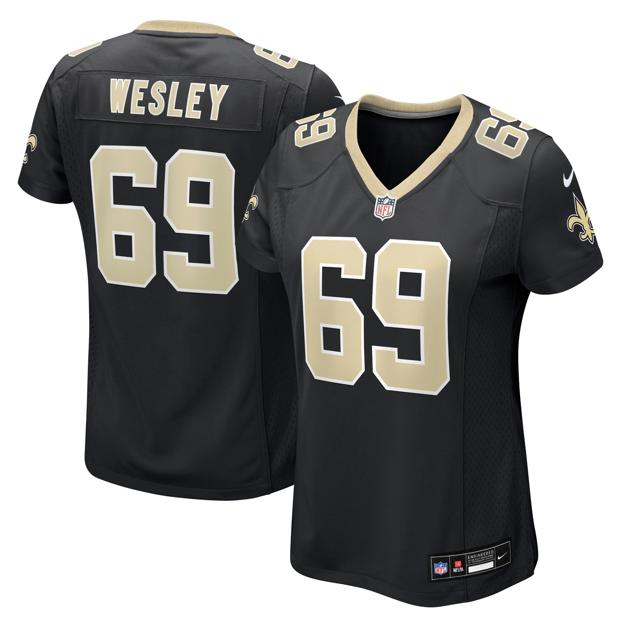 Barry Wesley New Orleans Saints Women's Team Game Jersey - Black
