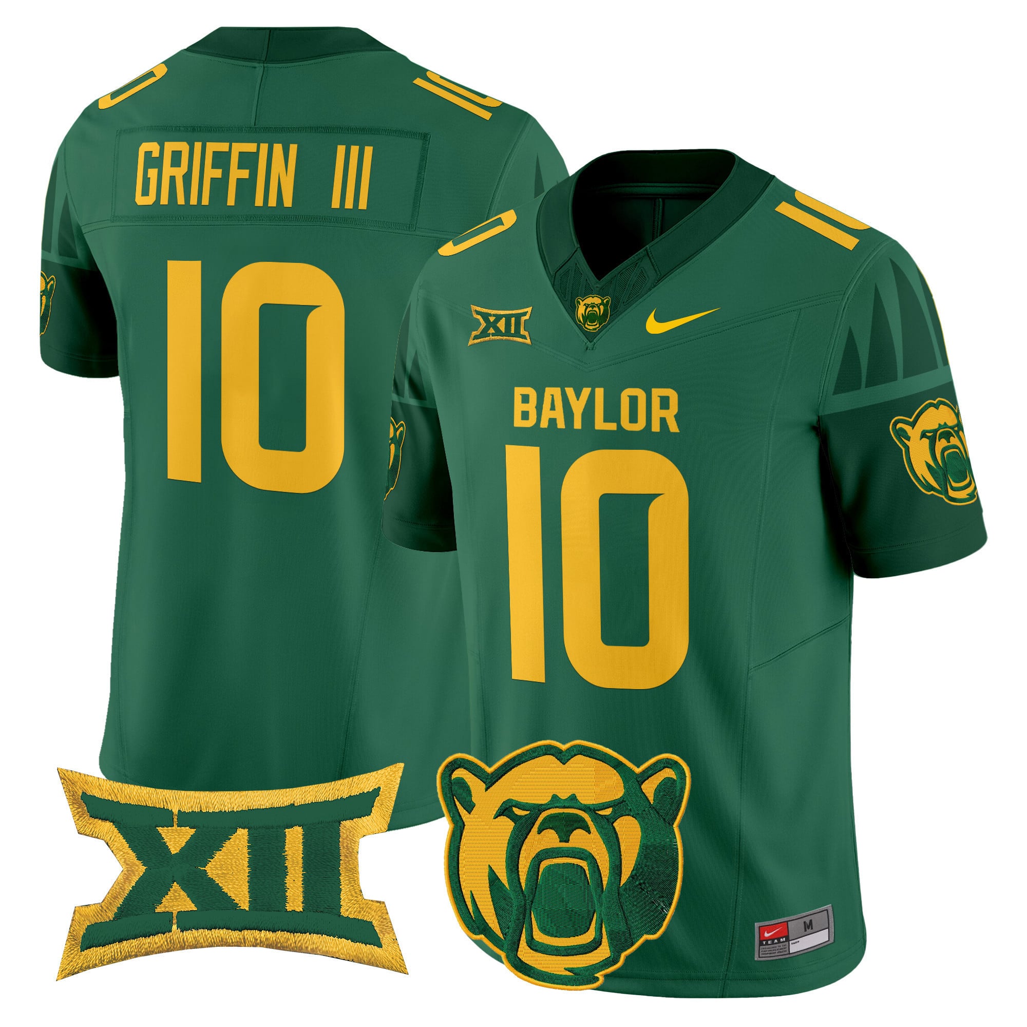 Baylor Bears #10 Green Jersey - Nike - Griffin III Throwback