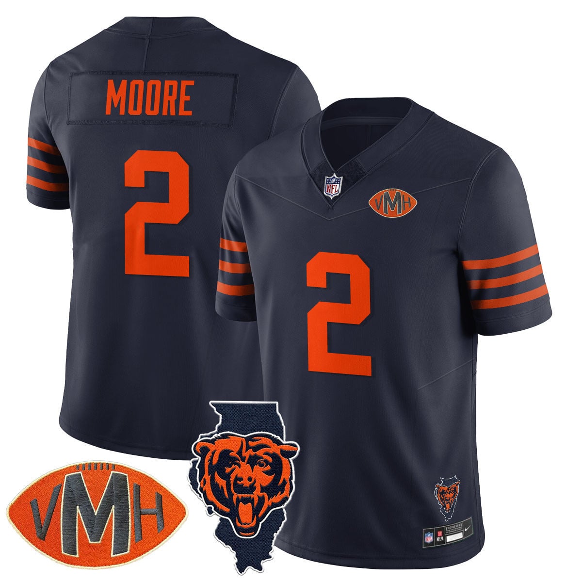 Alternative view of Bears McCaskey #1 Navy Jersey - Nike - Limited Edition