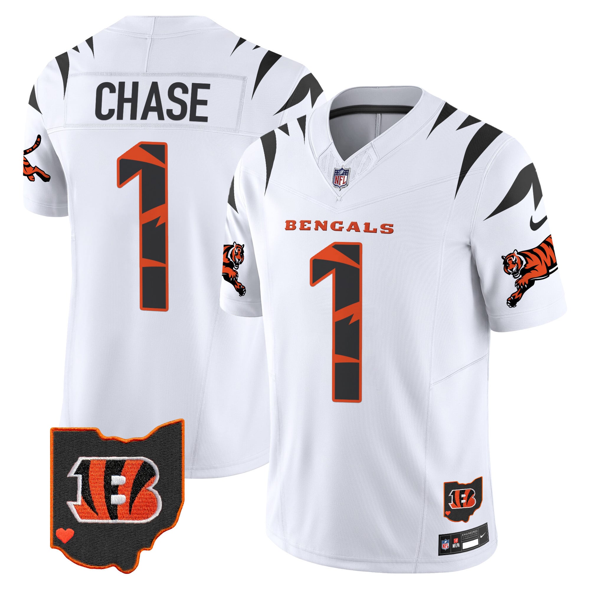 Alternative view of Bengals Burrow #9 White Jersey - Nike - Limited Edition