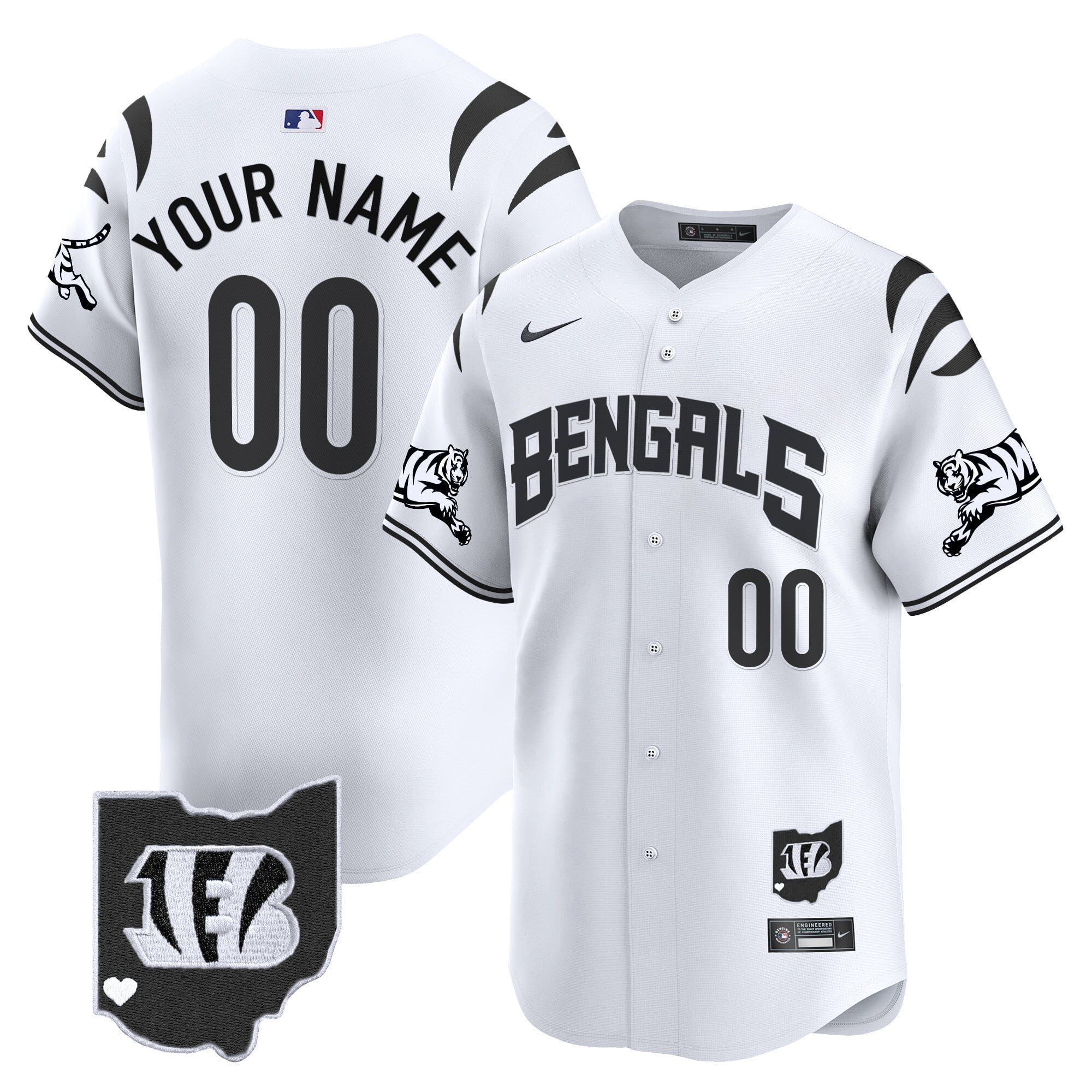 Alternative view of Bengals Custom Jersey White - Nike Bengals Custom Jersey - White