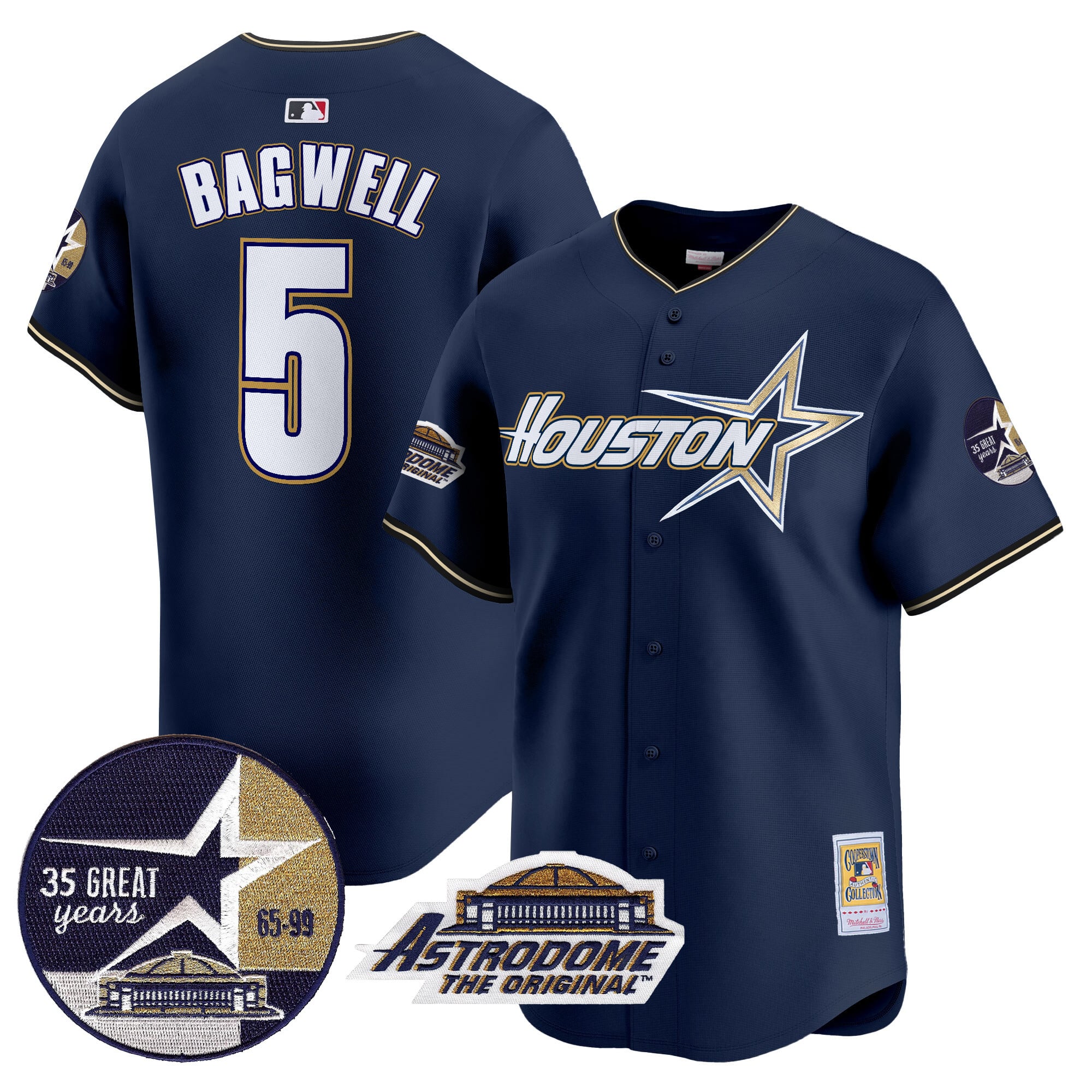 Alternative view of Biggio Astros Jersey - Mitchell & Ness - Navy Throwback