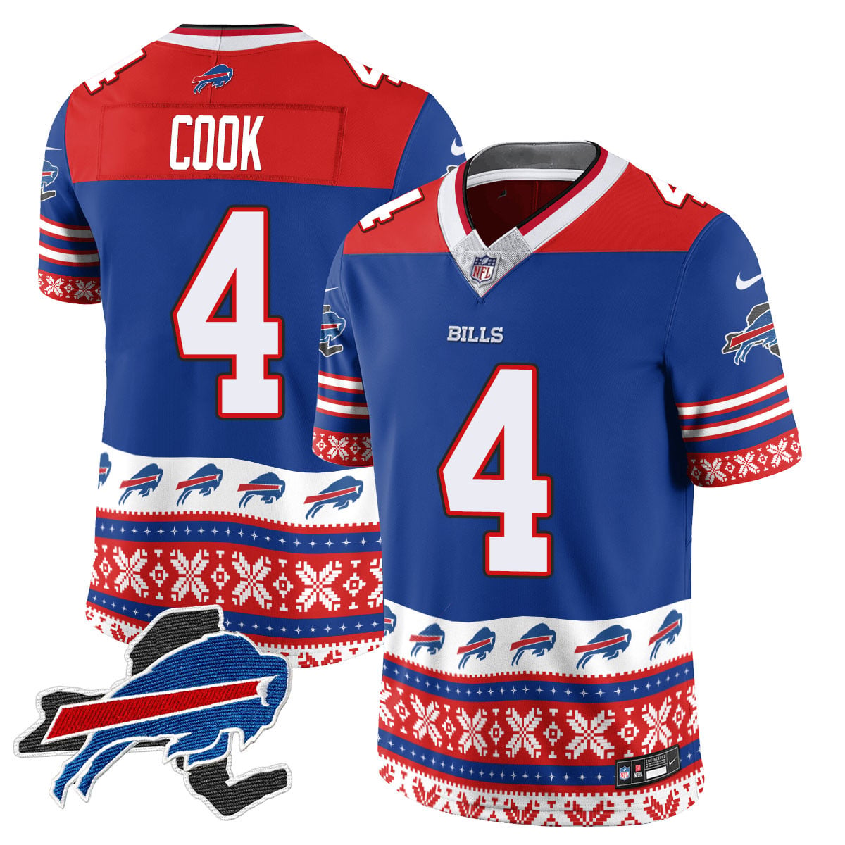 Alternative view of Bills Allen Ugly Sweater Jersey - Nike Bills Allen #17 Ugly Sweater