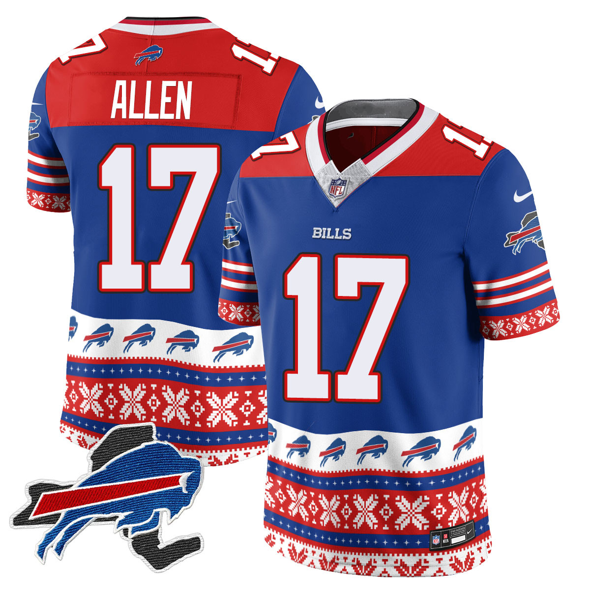 Bills Allen Ugly Sweater Jersey - Nike Bills Allen #17 Ugly Sweater