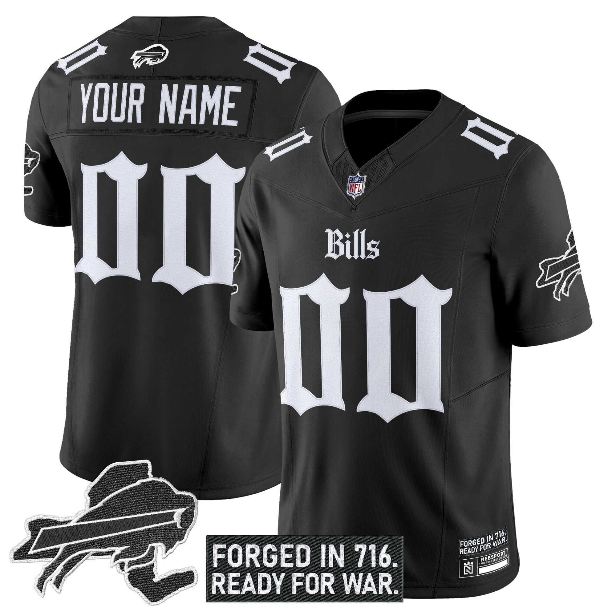 Bills Black Alternate Jersey - Nike - Custom Name & Number