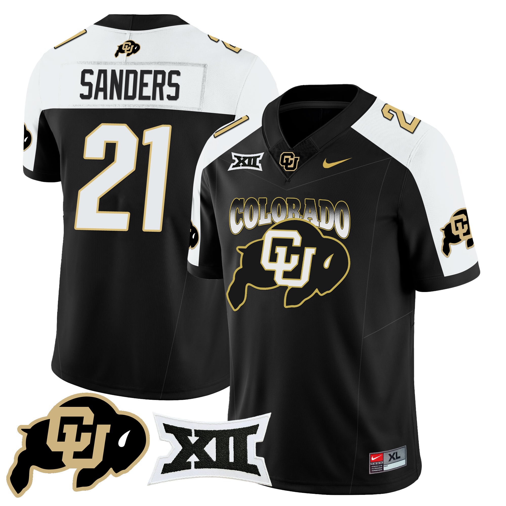 Alternative view of black Nike Colorado Buffaloes #99 Jersey - Nike Colorado Buffaloes #99