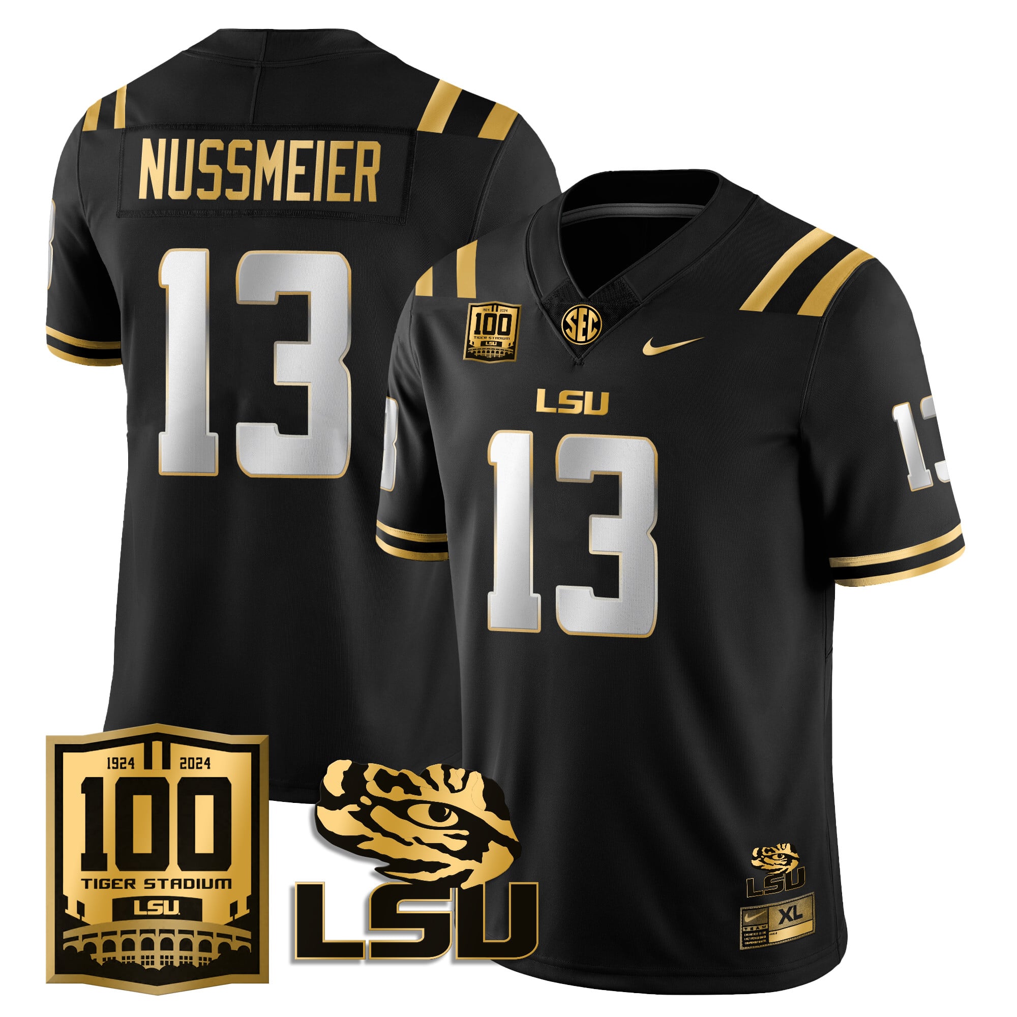 black Nike LSU Nussmeier Jersey - Nike LSU Nussmeier #13 Black Jersey