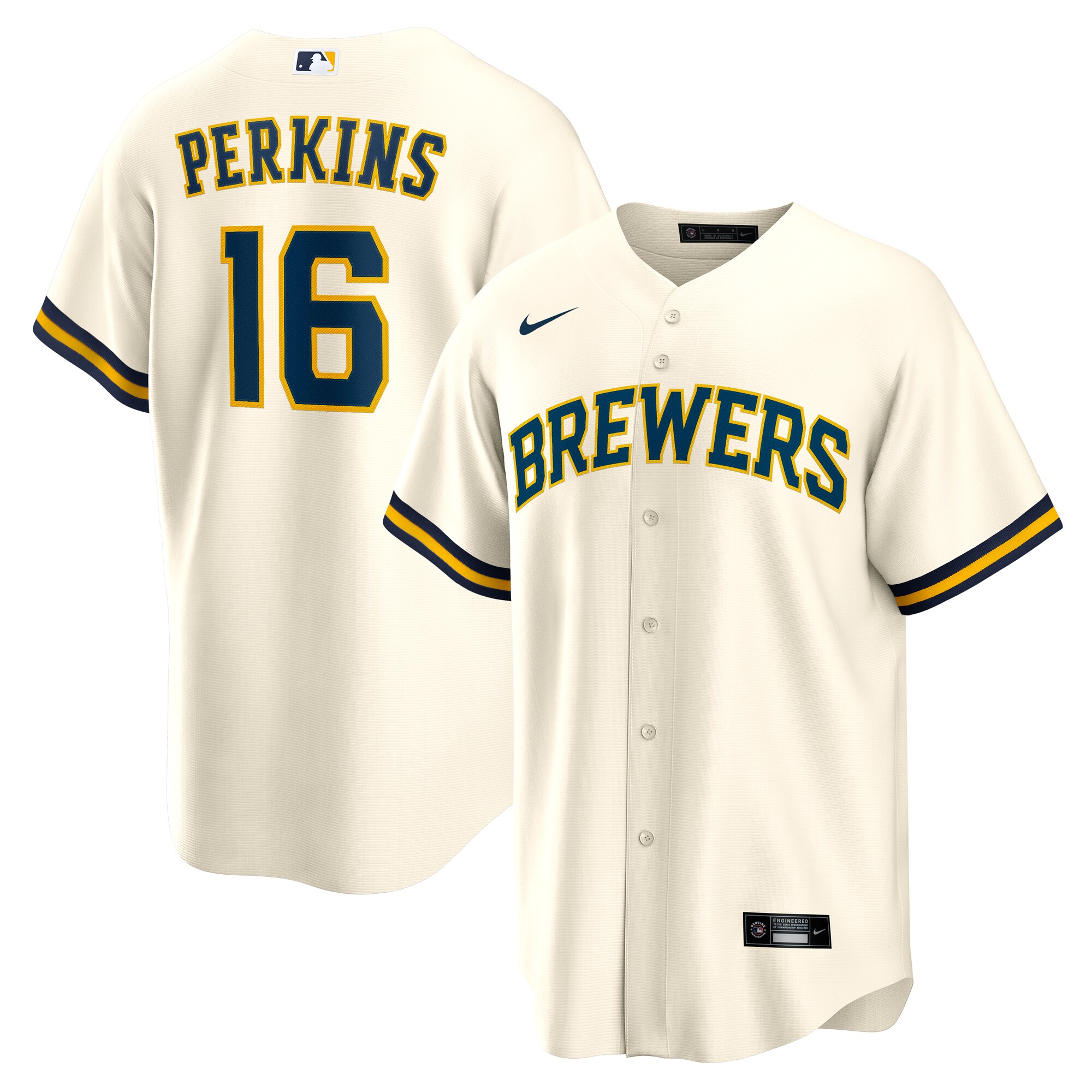 Blake Perkins Milwaukee Brewers Home Jersey - Cream