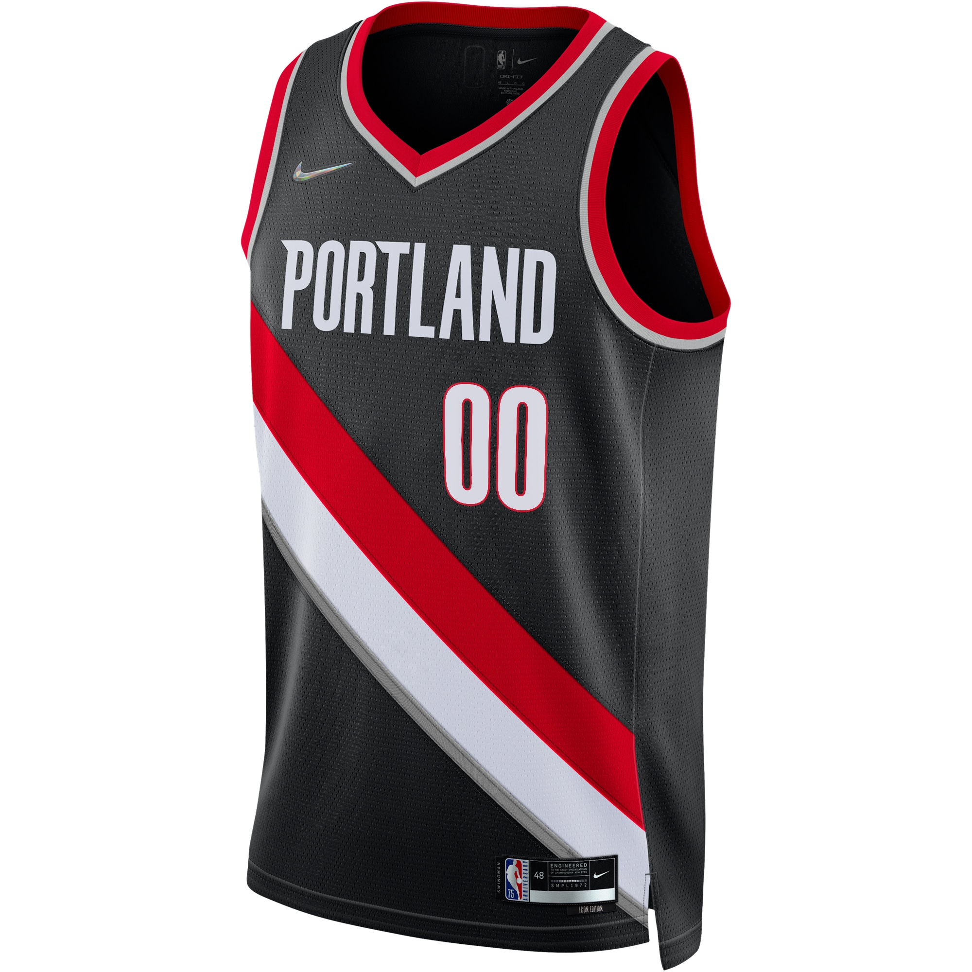 Alternative view of Blazers Black Custom Jersey - Nike Blazers Black Icon Edition Custom