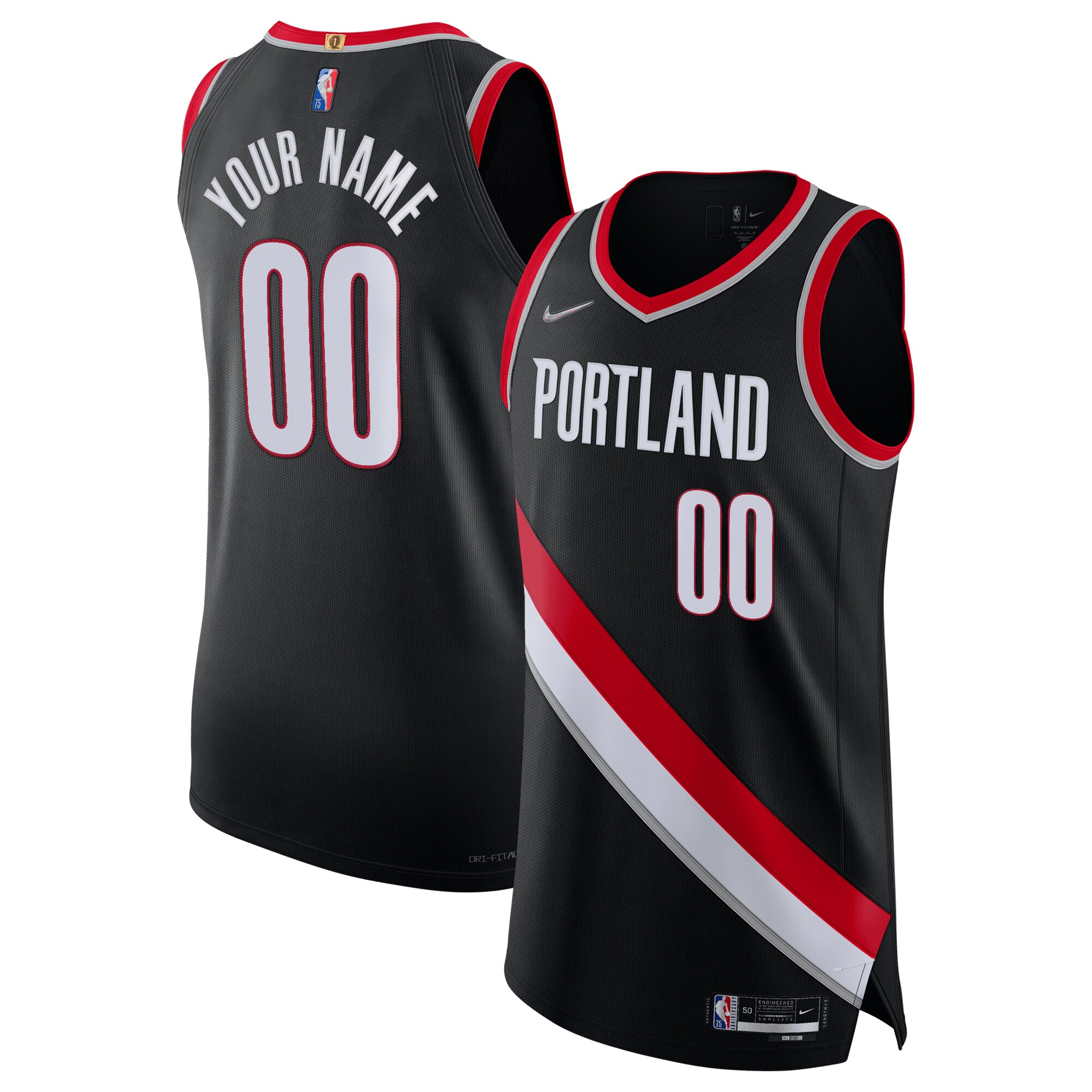 Blazers Black Icon Jersey - Nike - Custom Name & Number