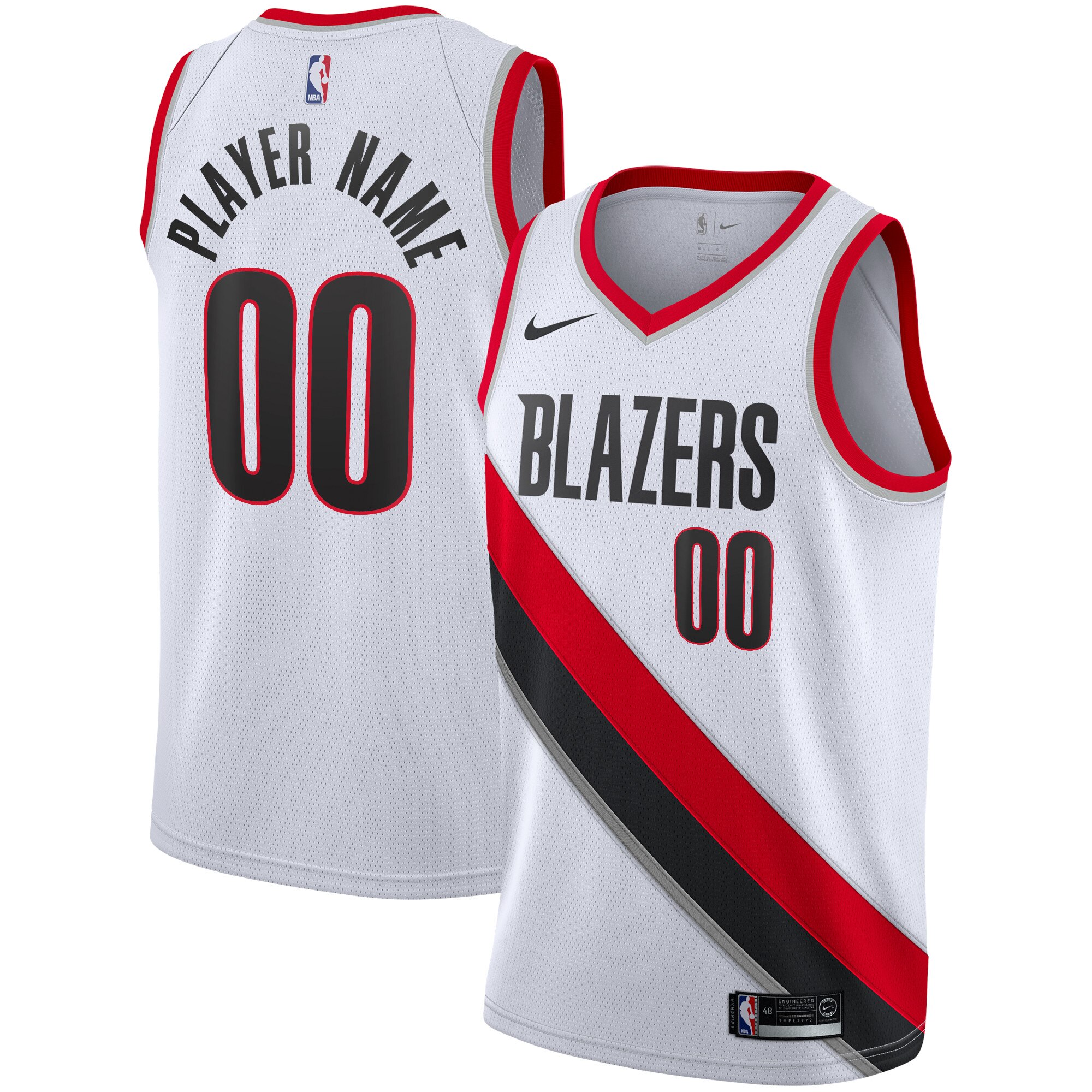 Blazers White Custom Jersey nike - Nike Blazers White Jersey - Custom