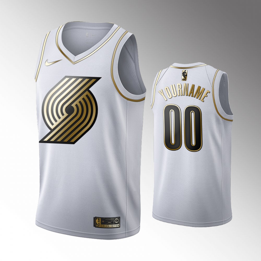 Blazers White Golden Edition Custom Jersey - Nike
