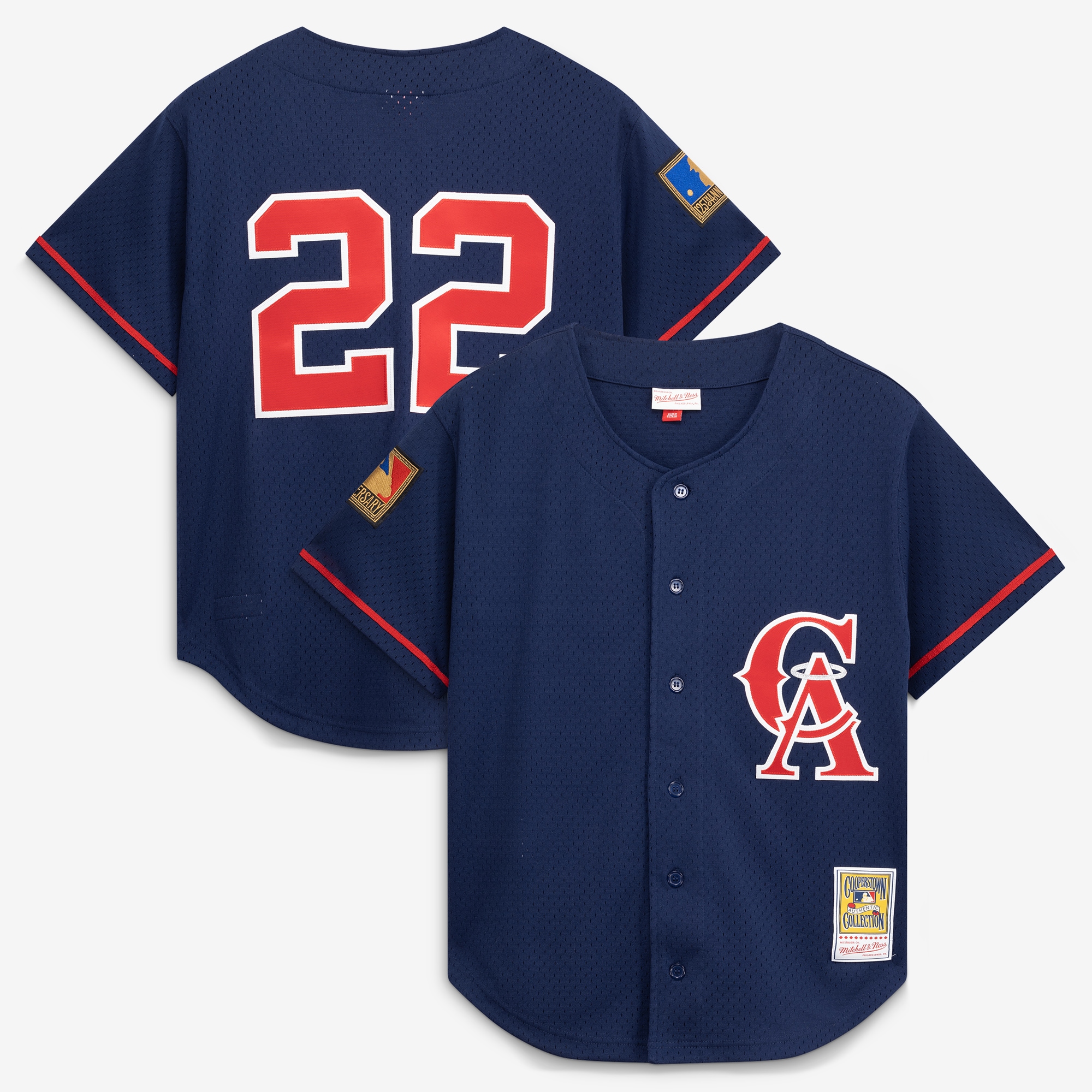 Bo Jackson California Angels Cooperstown Collection Mesh Batting Practice Button-Up Jersey - Navy