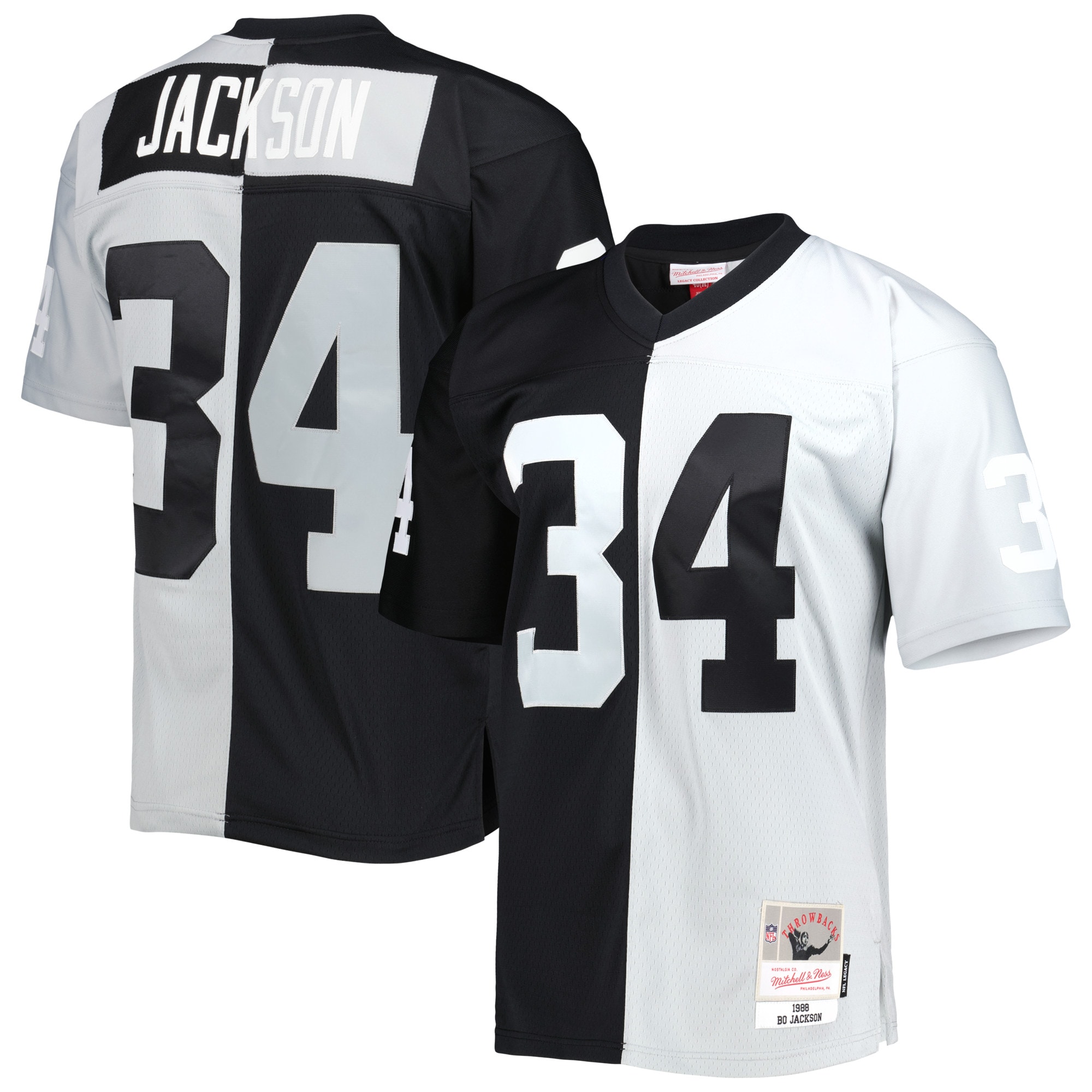 Bo Jackson Las Vegas Raiders 1988 Split Legacy Jersey - Black/Silver