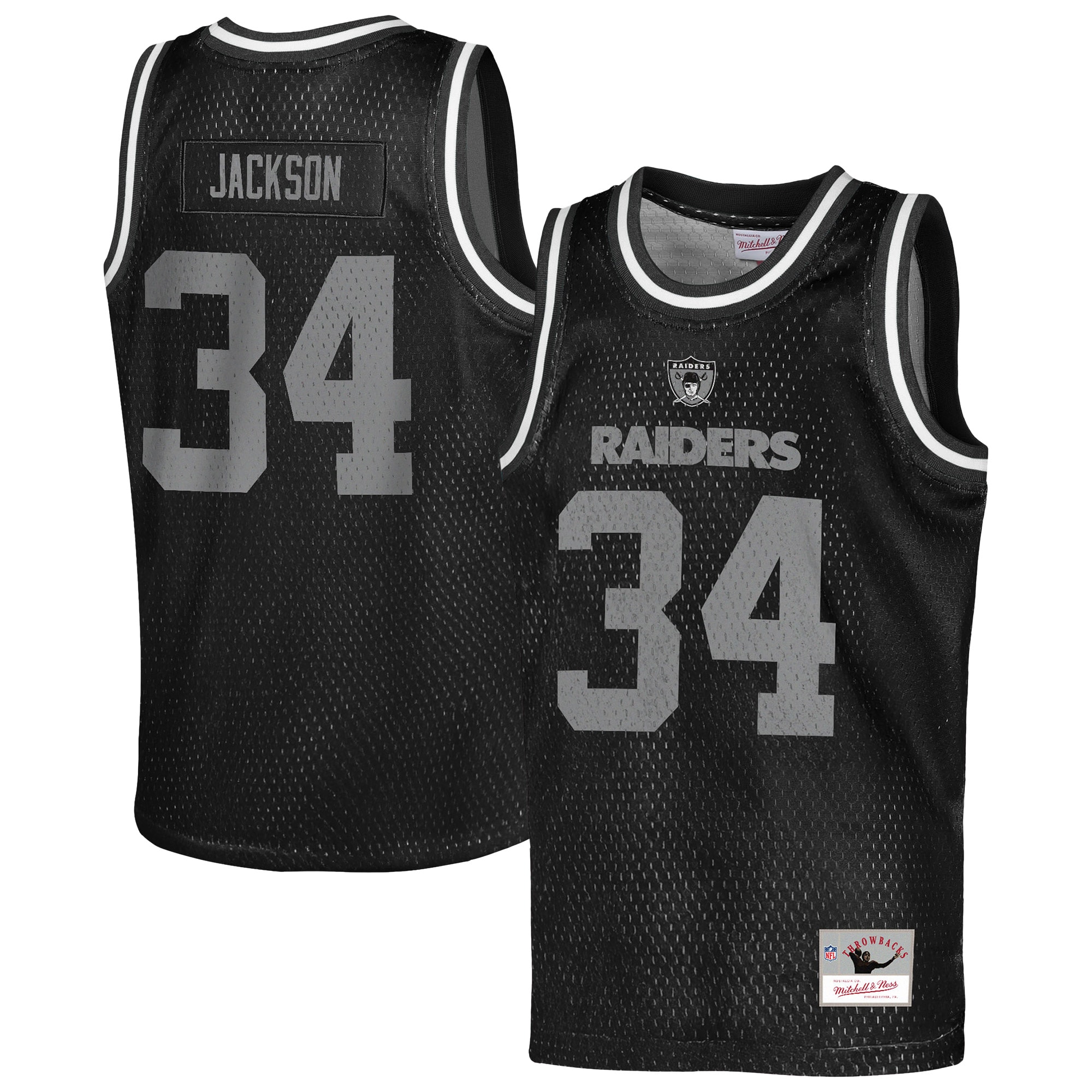 Bo Jackson Las Vegas Raiders Youth Retired Player Basketball Fashion Jersey - Black