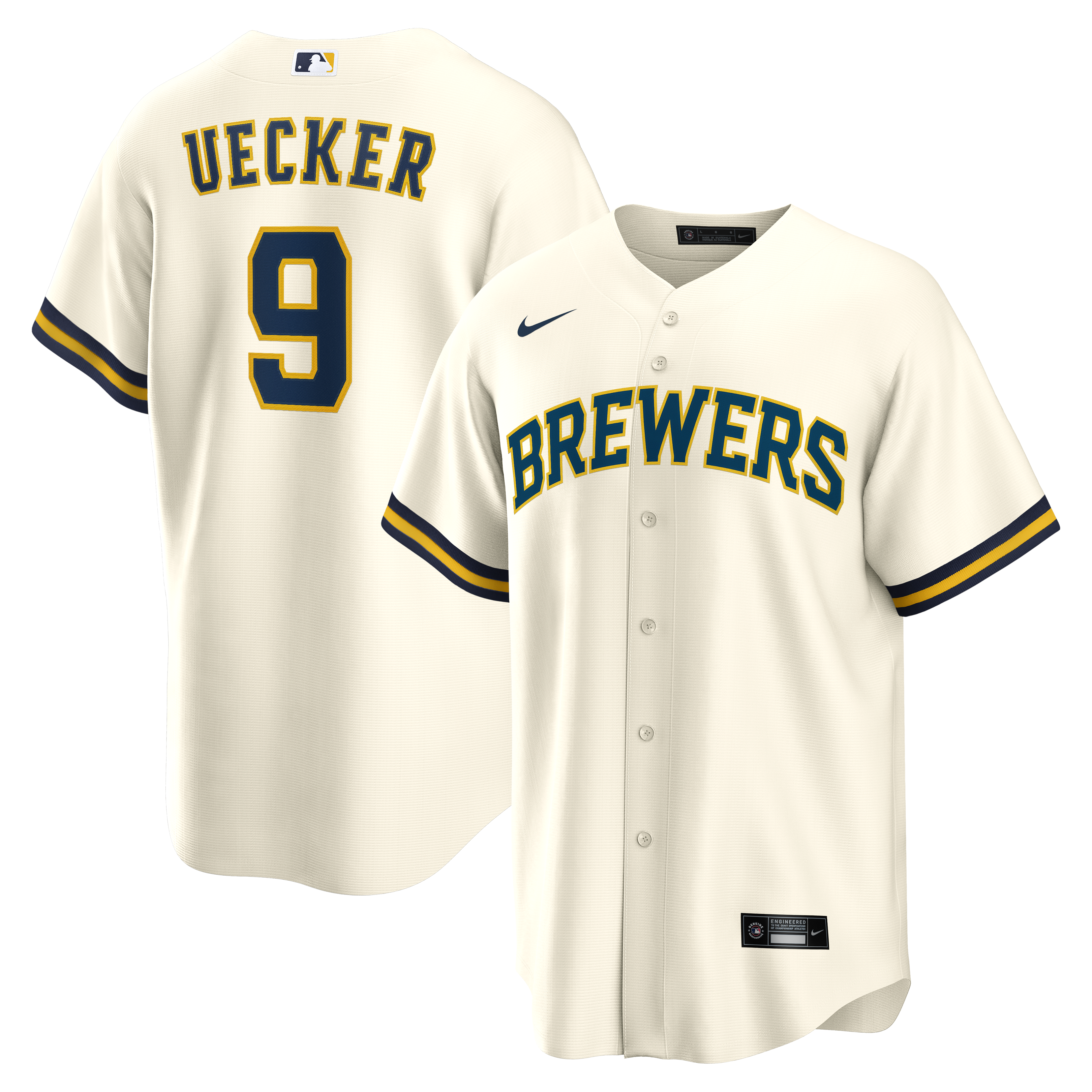 Bob Uecker Milwaukee Brewers Home Retired Player Jersey - Cream