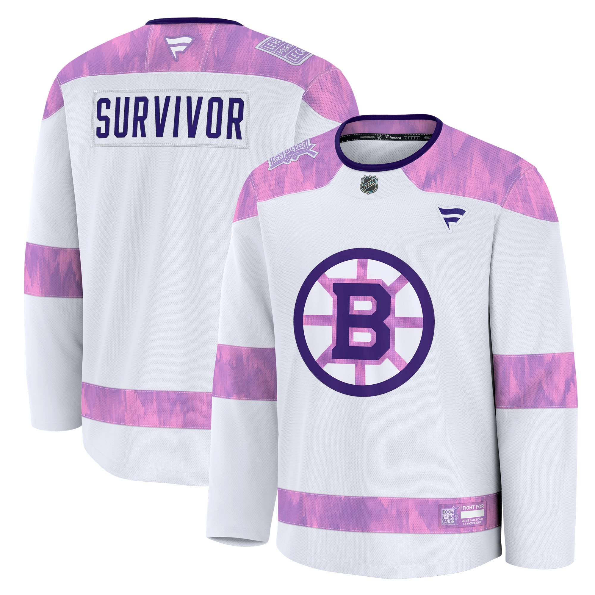 Boston Bruins Fanatics Hockey Fights Cancer Survivor Practice Jersey - White