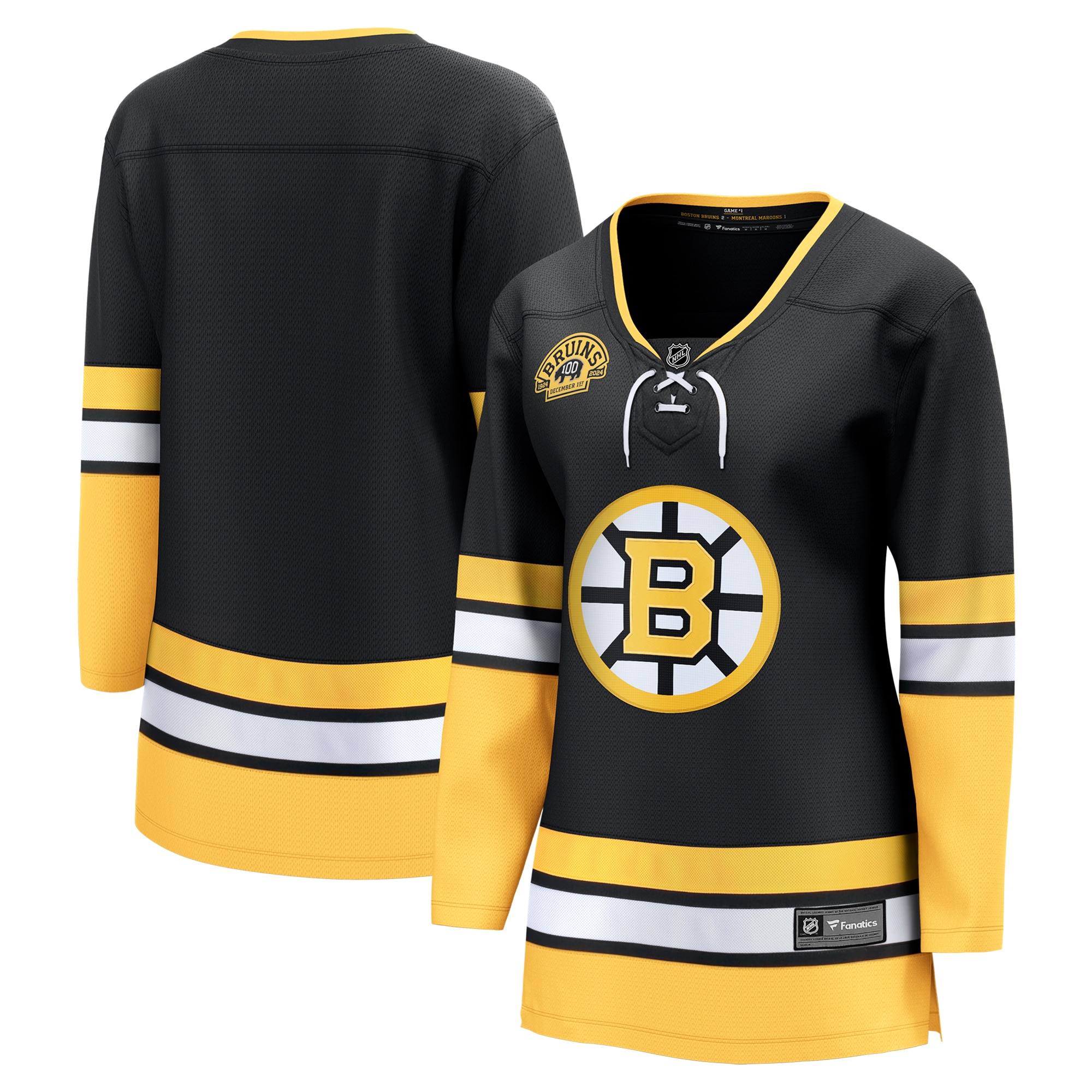Boston Bruins Fanatics Women's Alternate 100th Anniversary Breakaway Jersey - Black