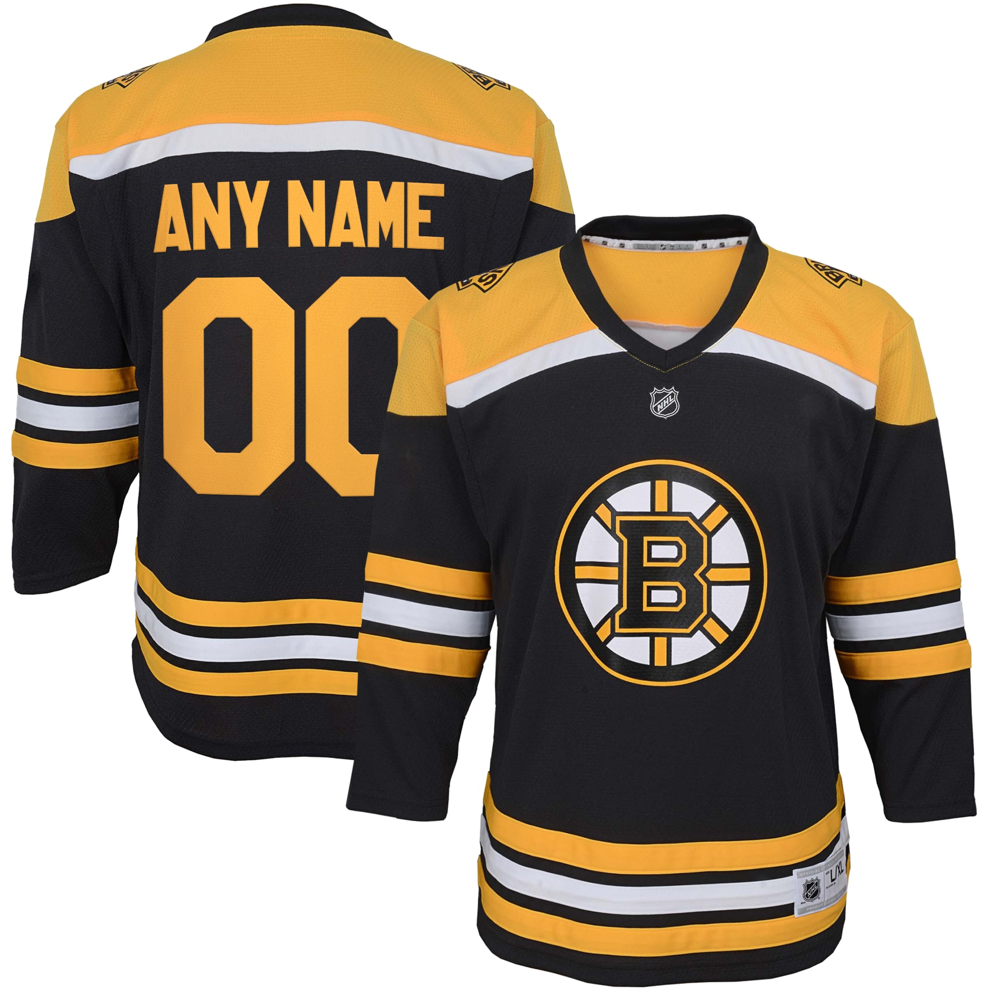 Boston Bruins Youth Home Custom Jersey - Black