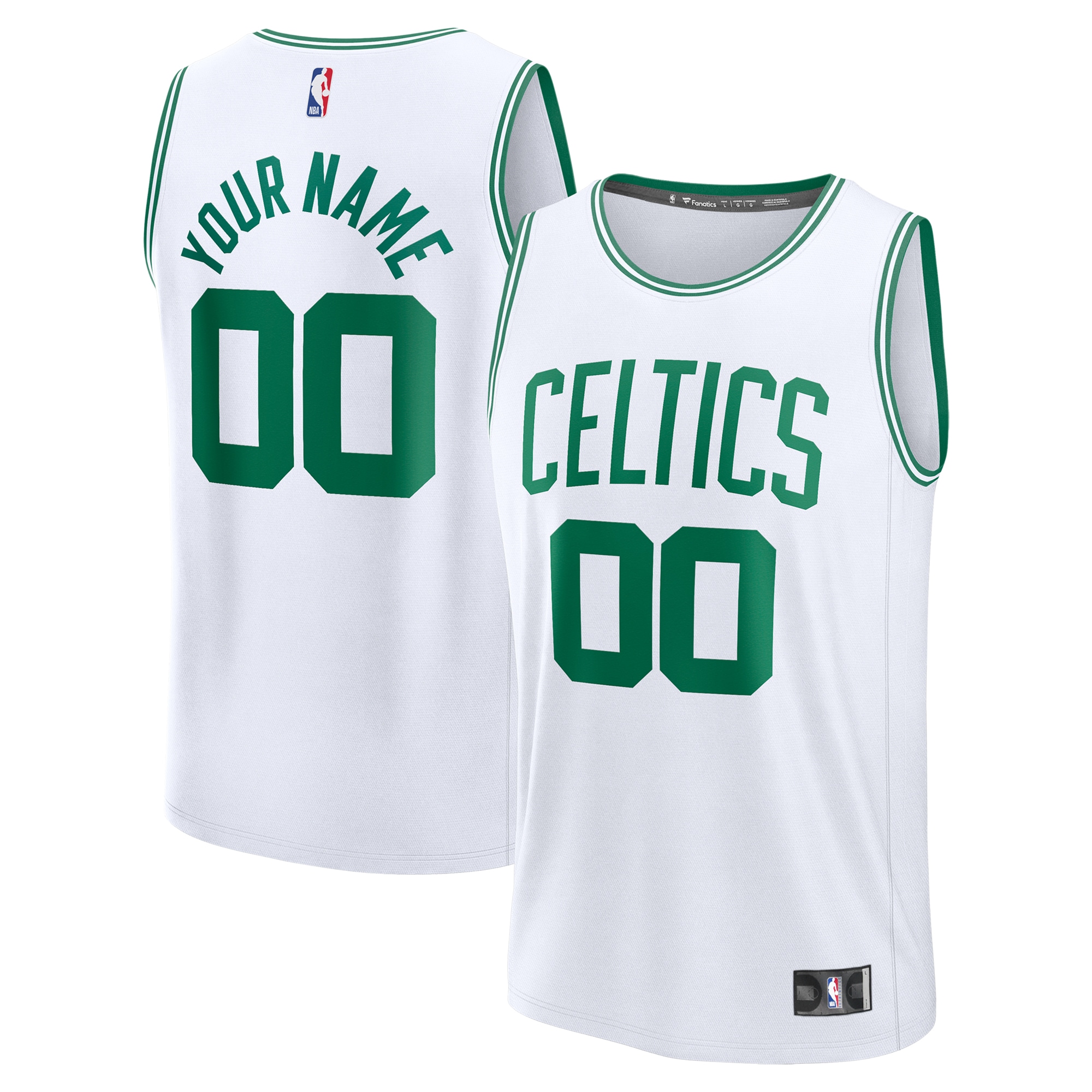 Boston Celtics Custom Jersey - Fanatics - White & Green