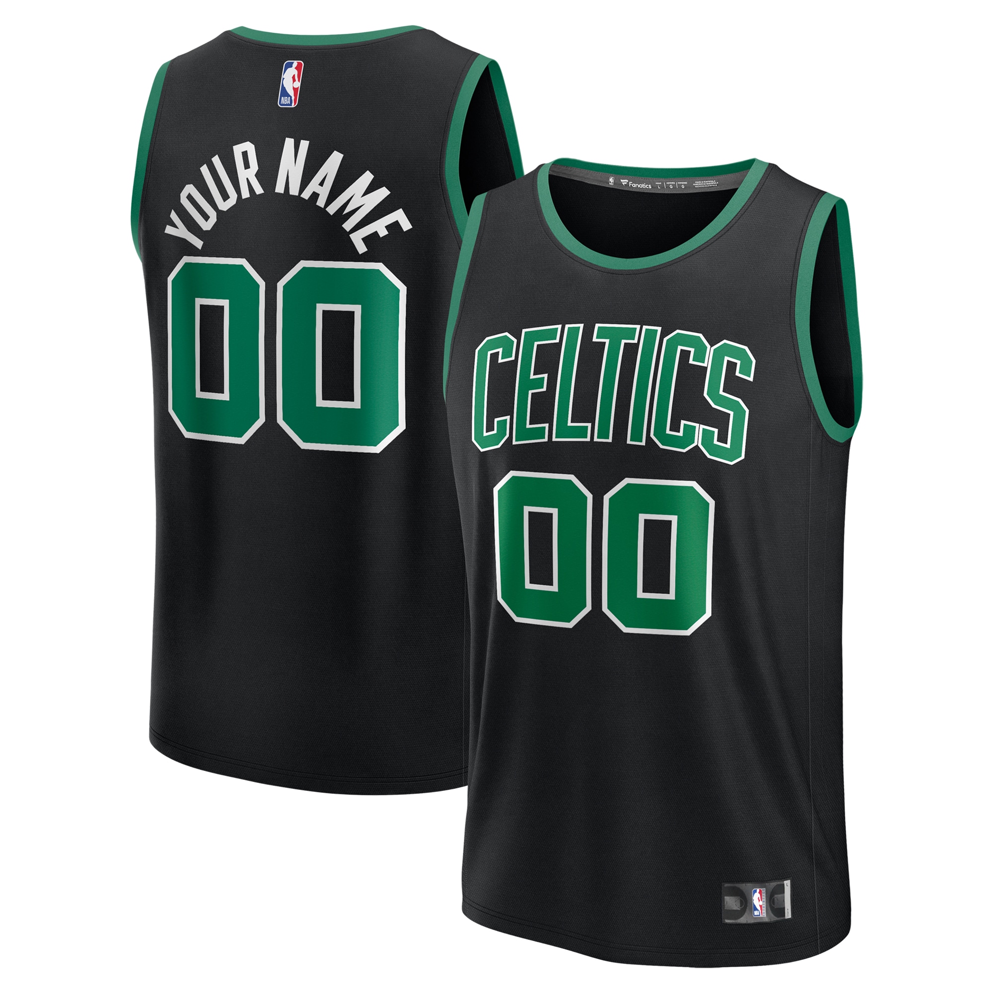 Boston Celtics Fanatics Youth Fast Break Custom Jersey - Black - Statement Edition