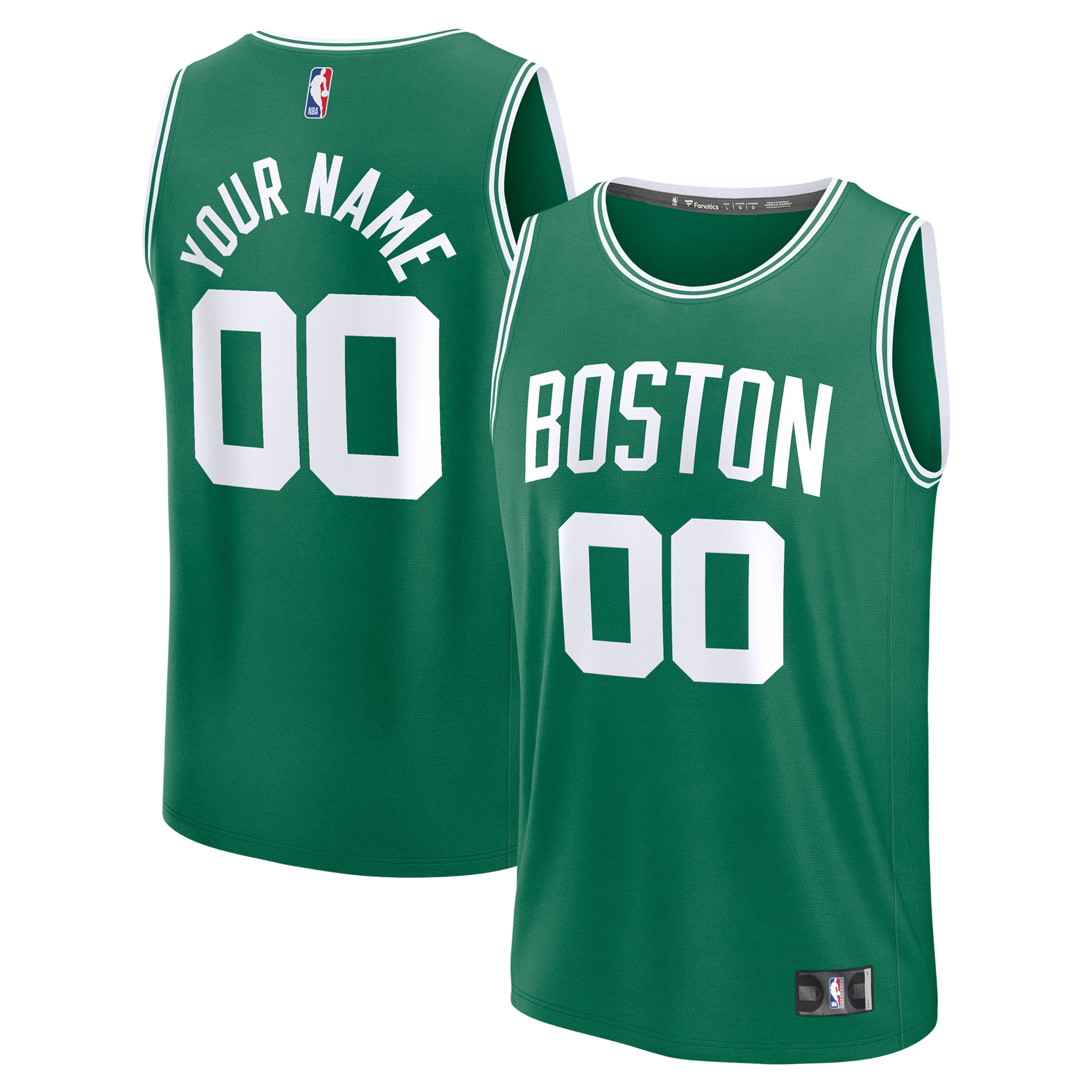 Boston Celtics Fanatics Youth Fast Break Custom Jersey - Kelly Green - Icon Edition