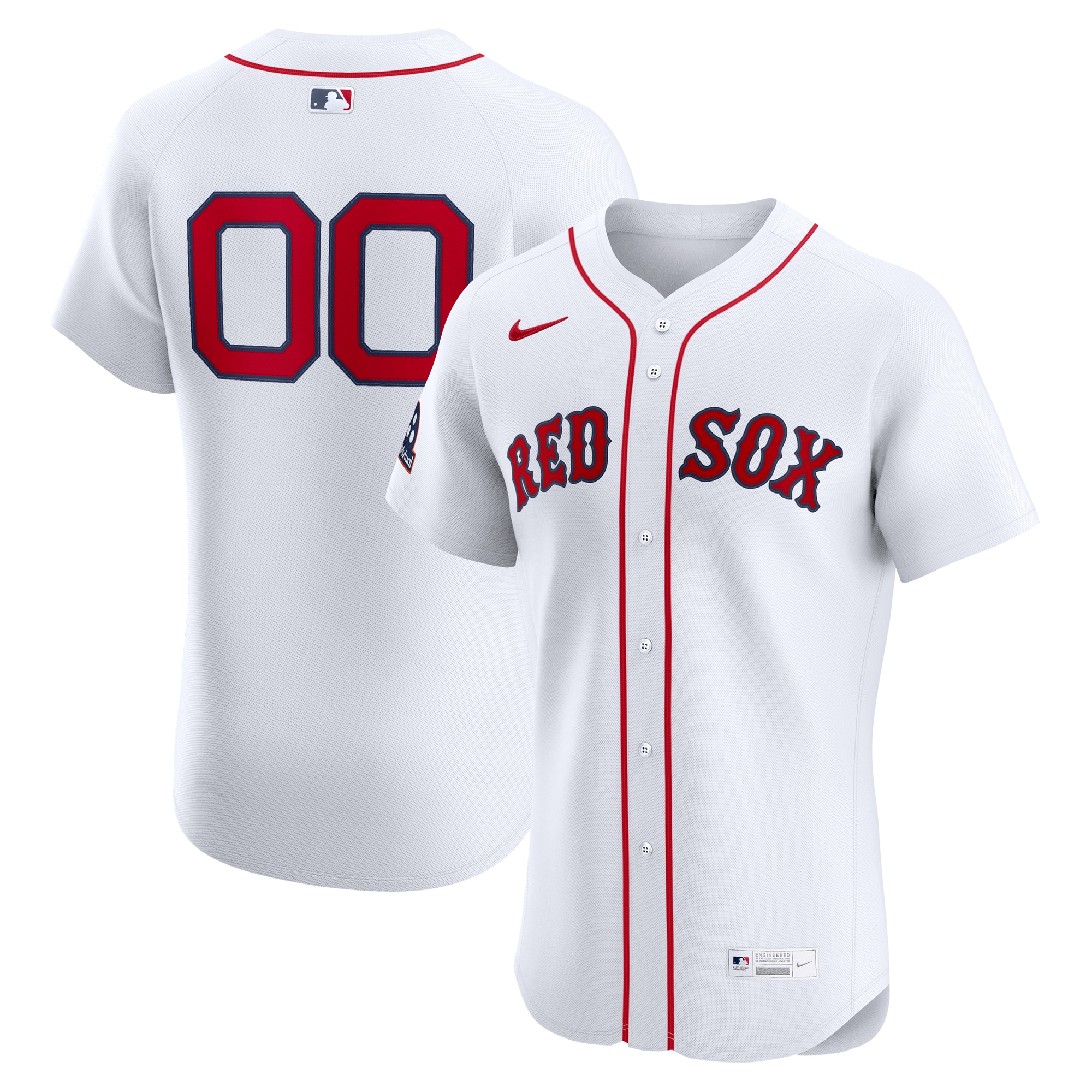 Boston Red Sox Home Elite Sponsor Patch Custom Jersey - White