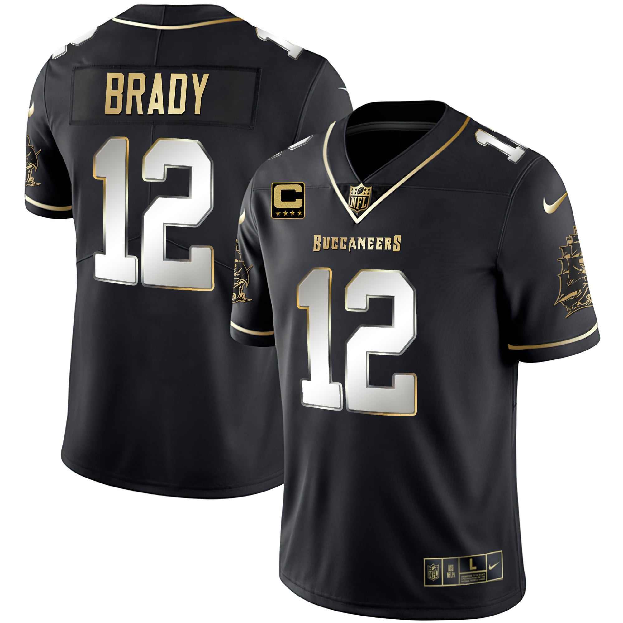Brady Buccaneers Black Gold Jersey - Nike Brady Buccaneers Black &