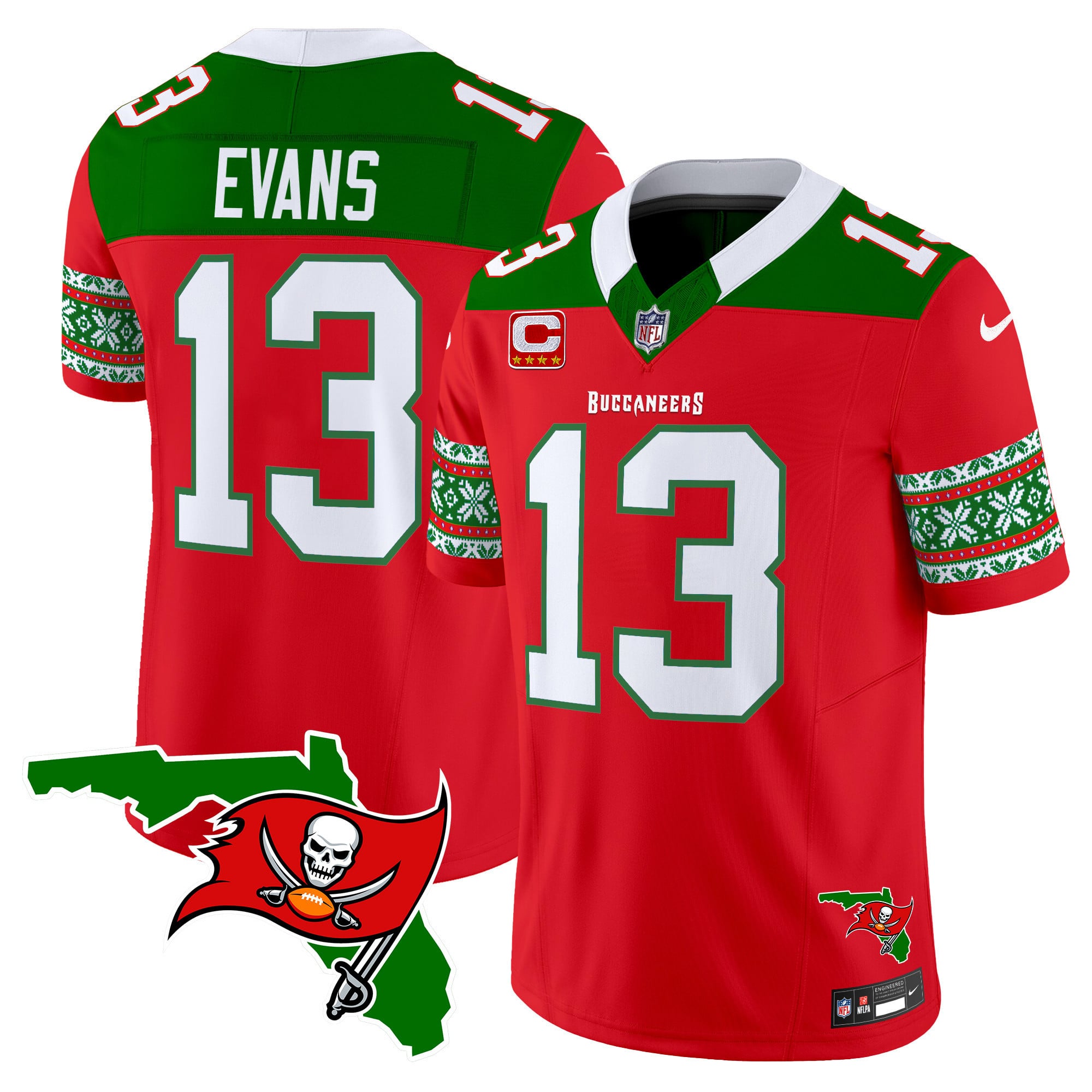 Alternative view of Brady Buccaneers Holiday Jersey - Nike - Red & Green Edition