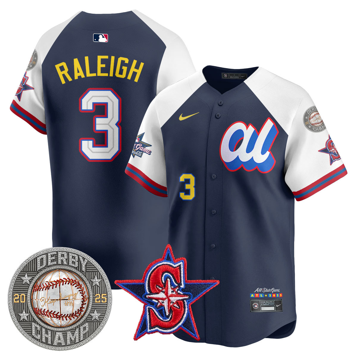 Braves All-Star Navy Jersey - Nike Raleigh #3 - 2025 Edition